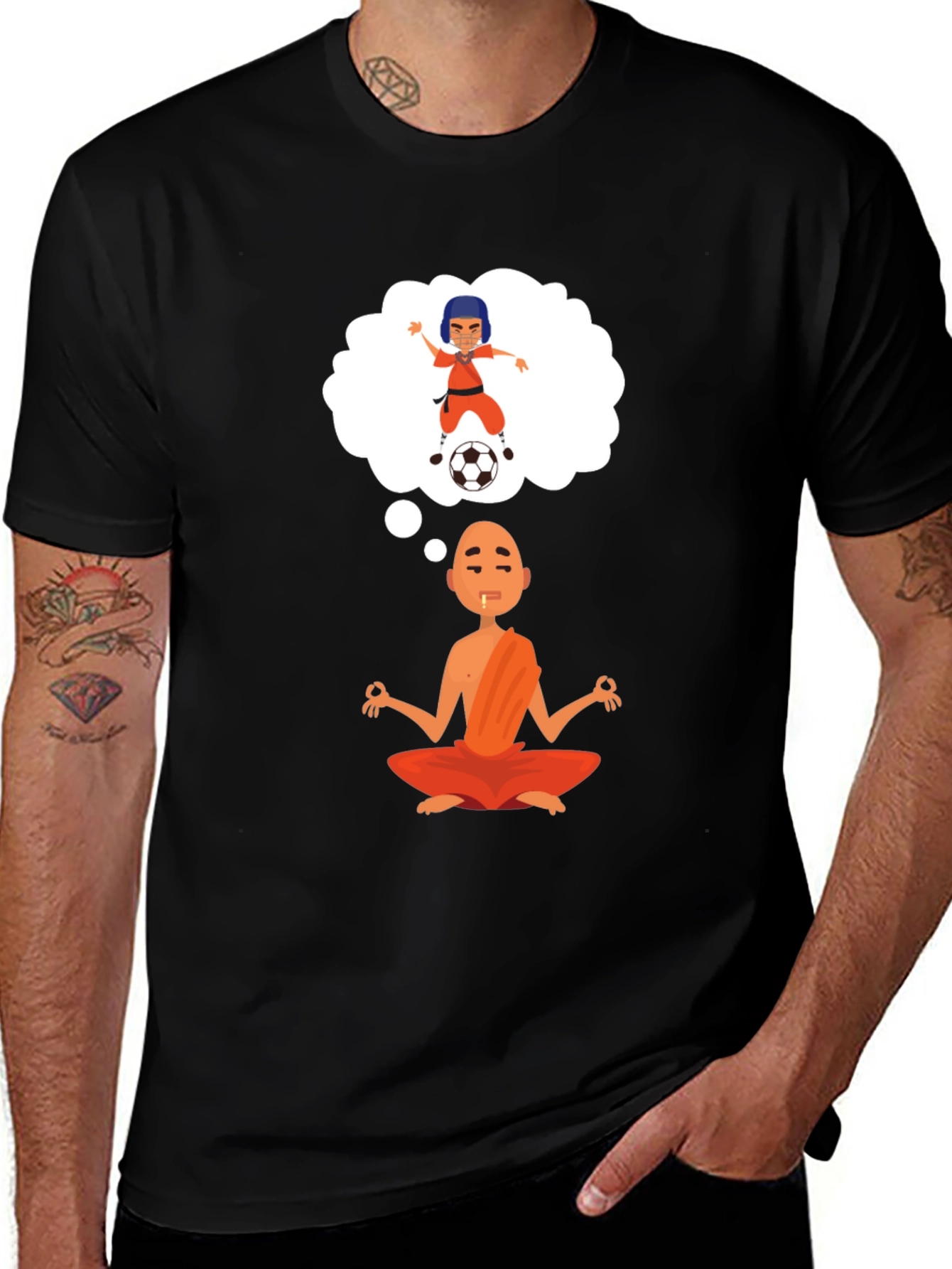 Meditating Monk T-Shirt - Soccer Dream
