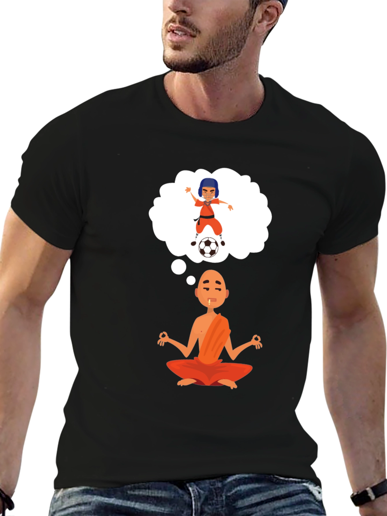 Meditating Monk T-Shirt - Soccer Dream