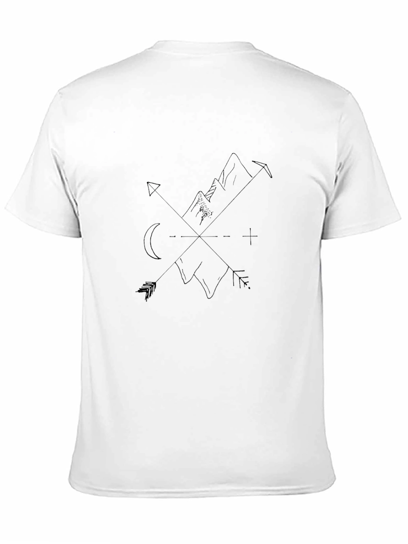 Mens Graphic T-Shirt: Mountain Compass Design Black