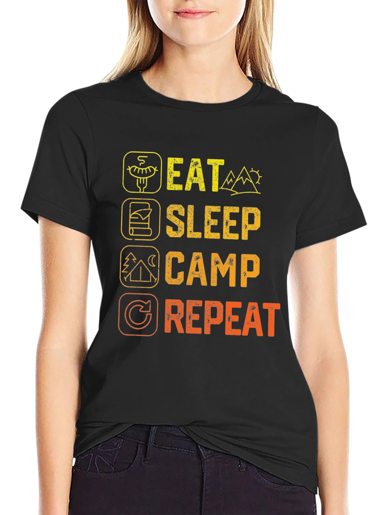 Eat Sleep Camp Repeat Graphic Tee