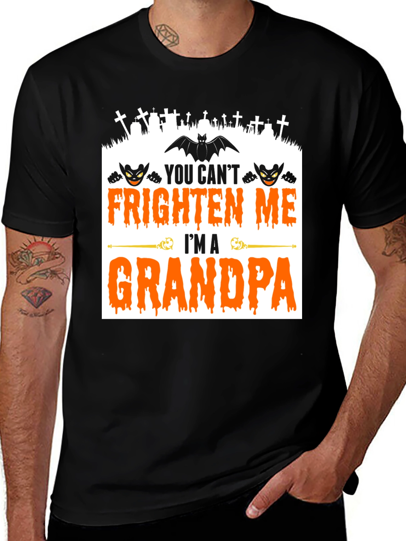Grandpa Halloween T-Shirt - You Cant Frighten Me