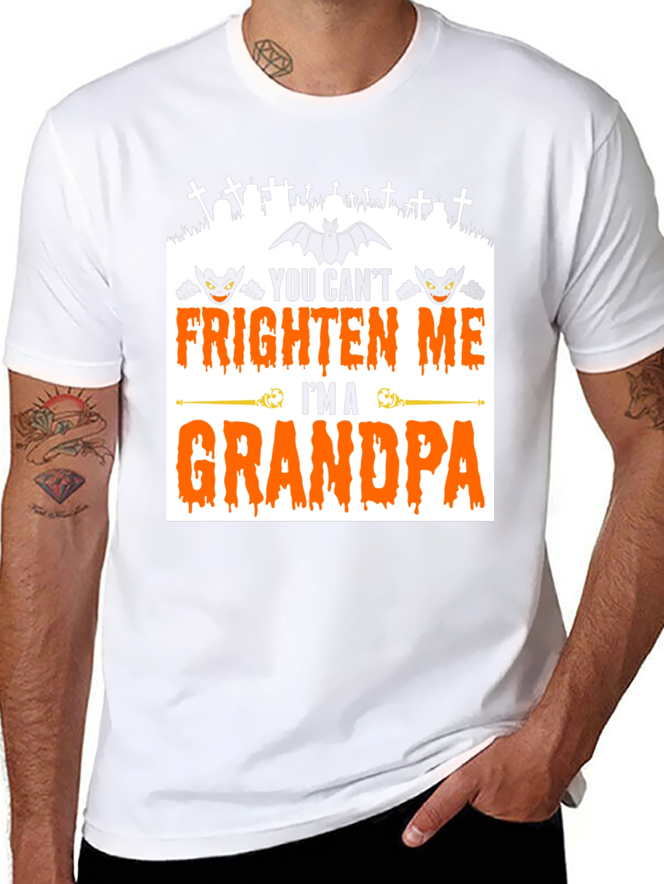 Grandpa Halloween T-Shirt - You Cant Frighten Me