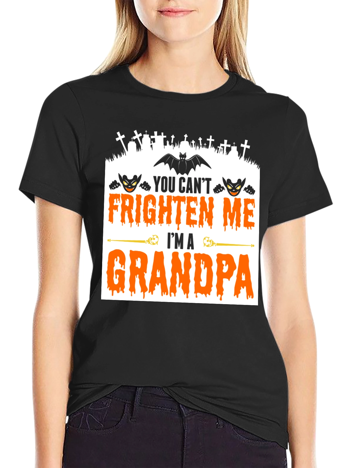 Grandpa Halloween T-Shirt - You Cant Frighten Me