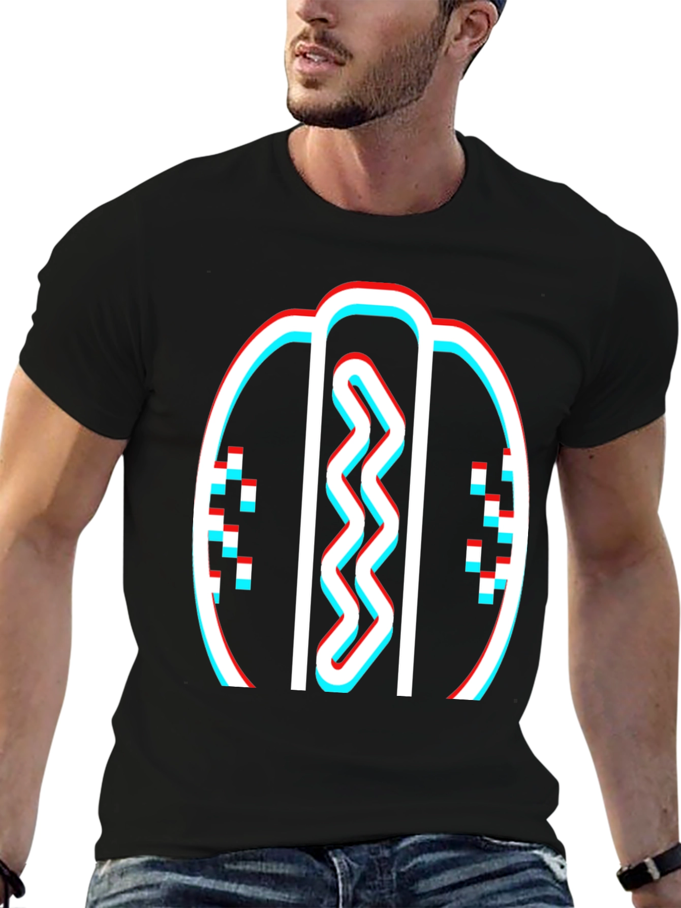Retro Hotdog Graphic T-Shirt - Black Crew Neck