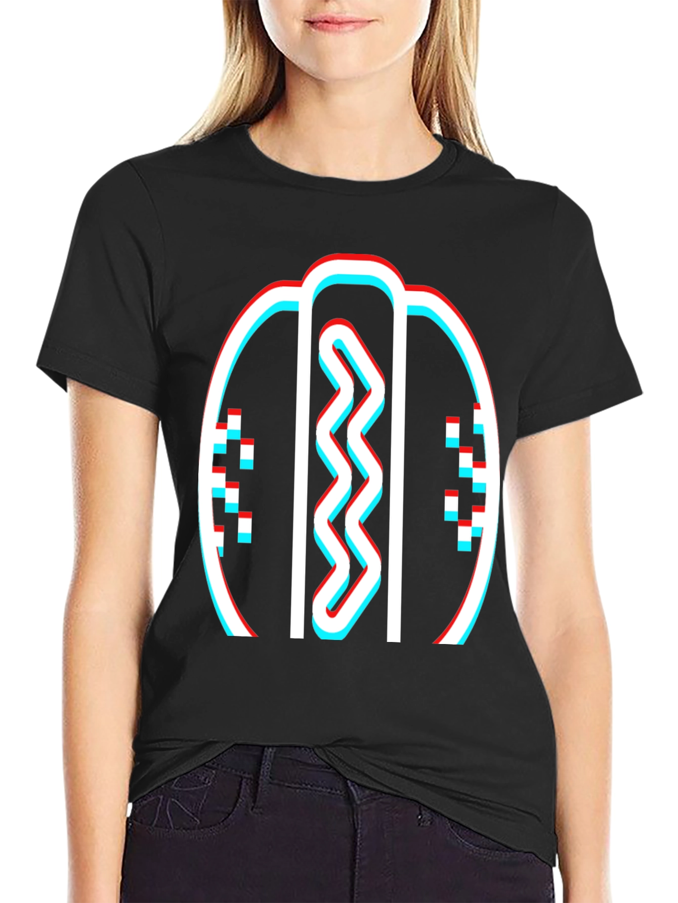 Retro Hotdog Graphic T-Shirt - Black Crew Neck