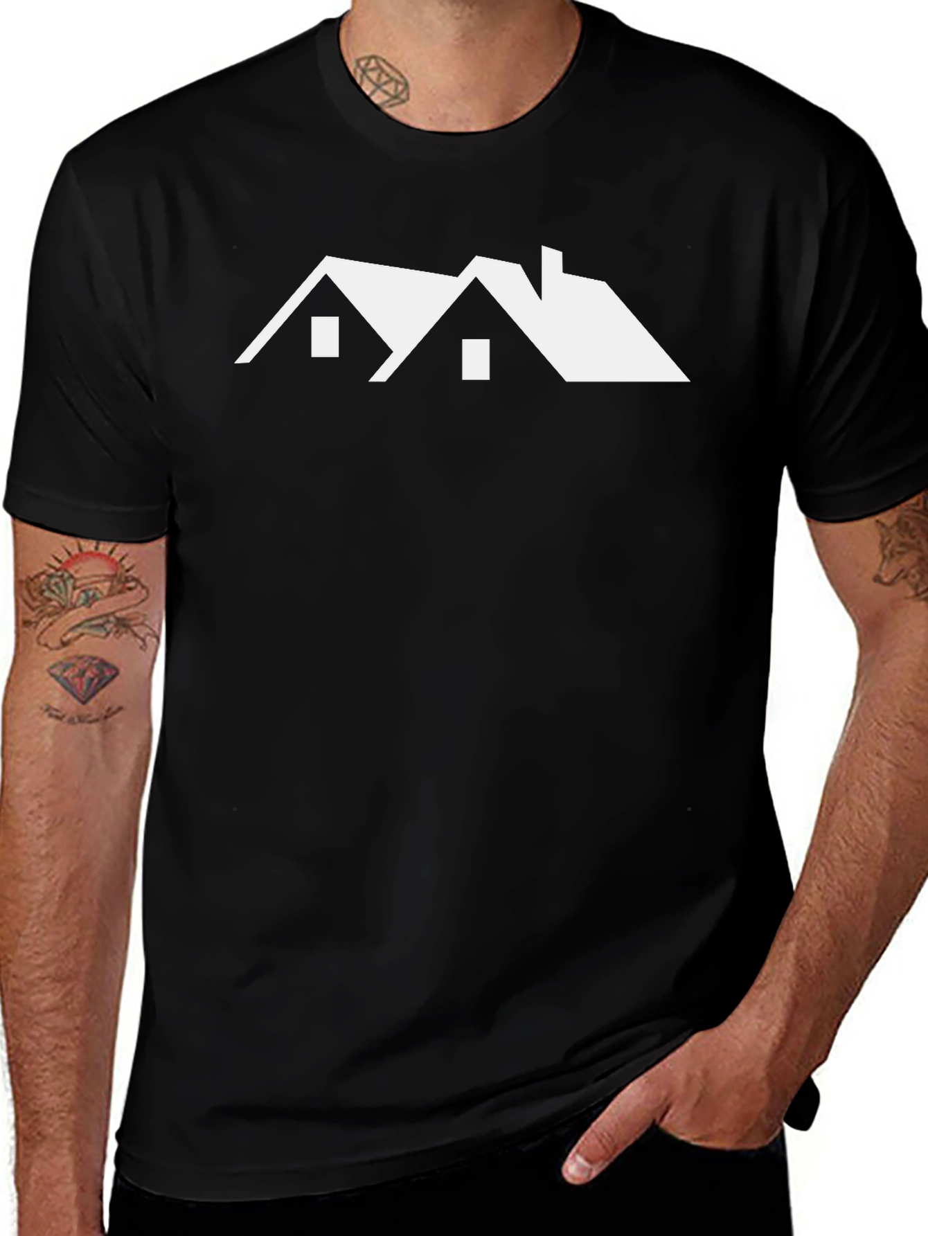 Modern Architecture Graphic Tee - Black Cotton Shirt