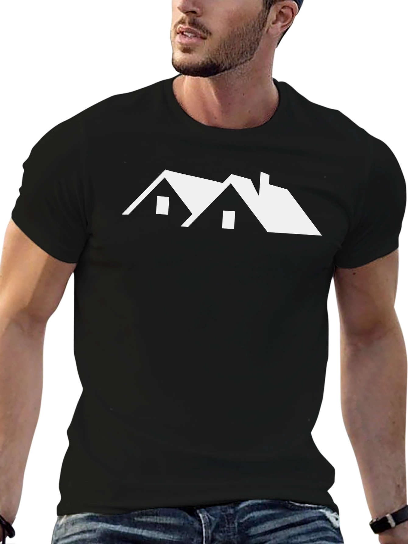 Modern Architecture Graphic Tee - Black Cotton Shirt