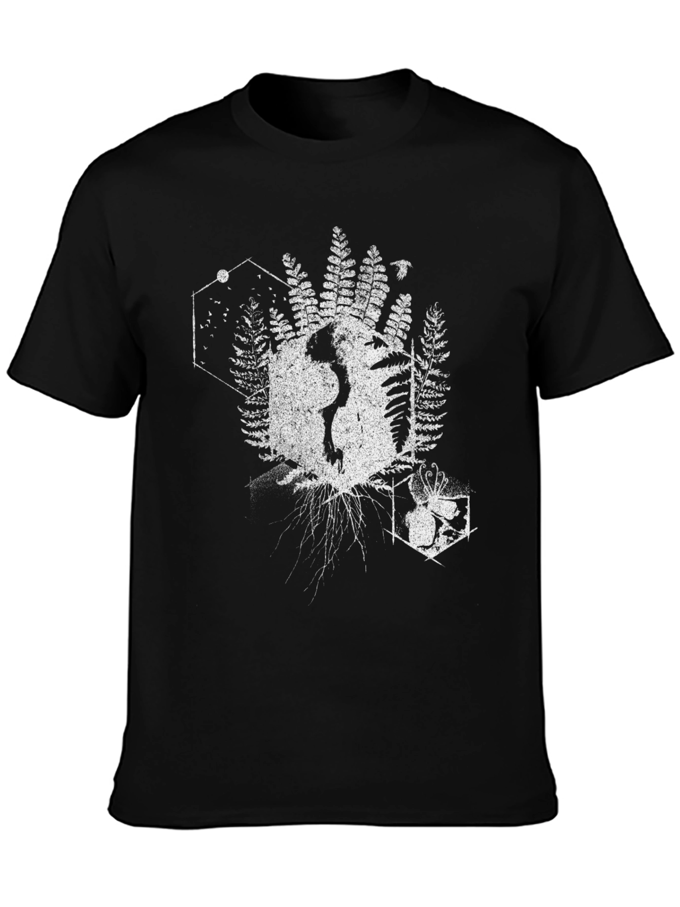 Geometric Nature T-Shirt - Black Cotton Tee