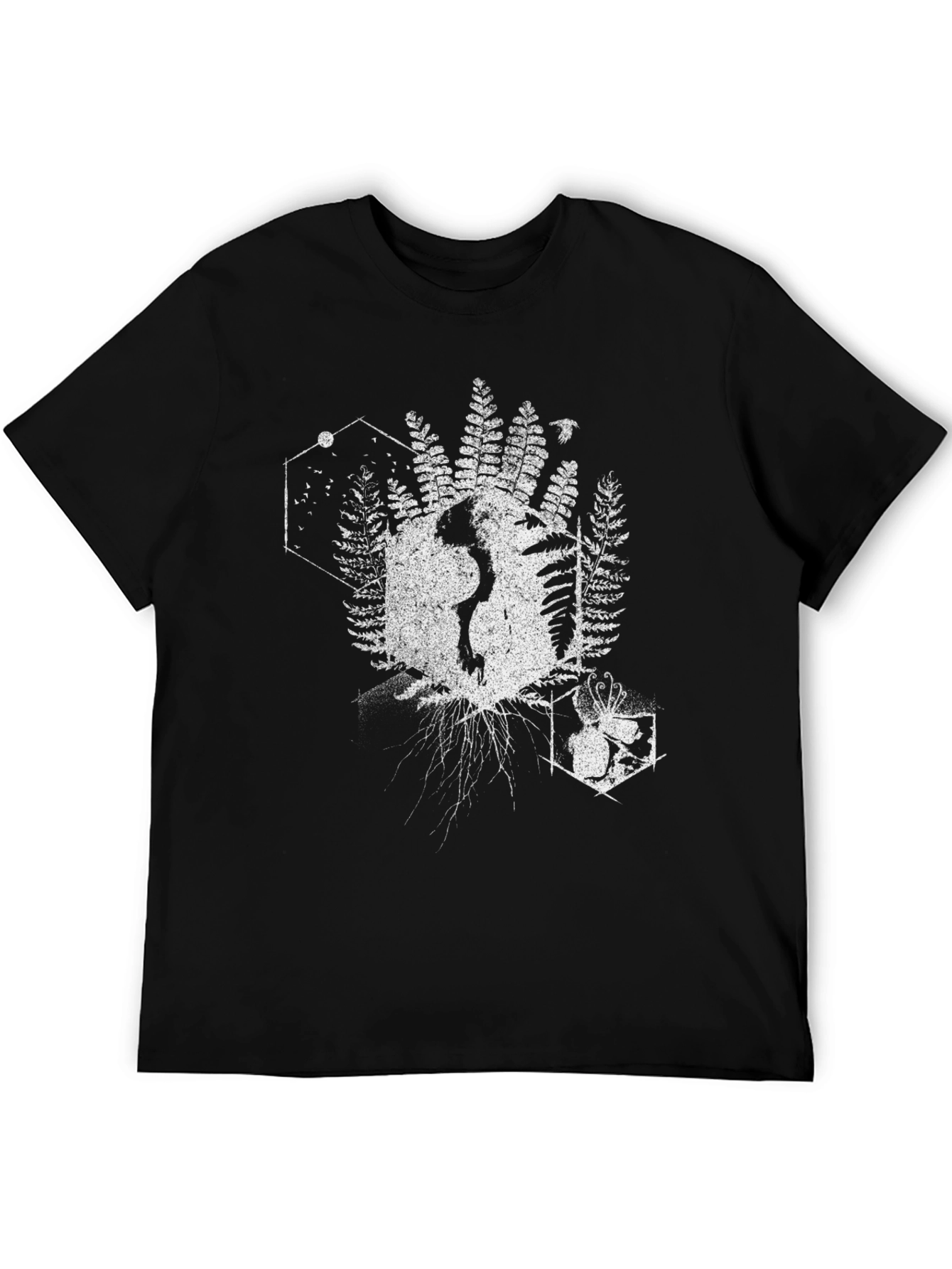 Geometric Nature T-Shirt - Black Cotton Tee