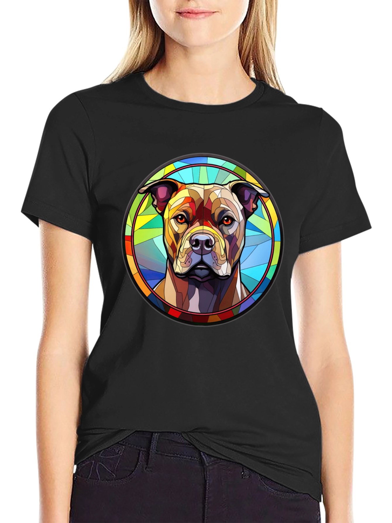 Stained Glass Dog Graphic T-Shirt