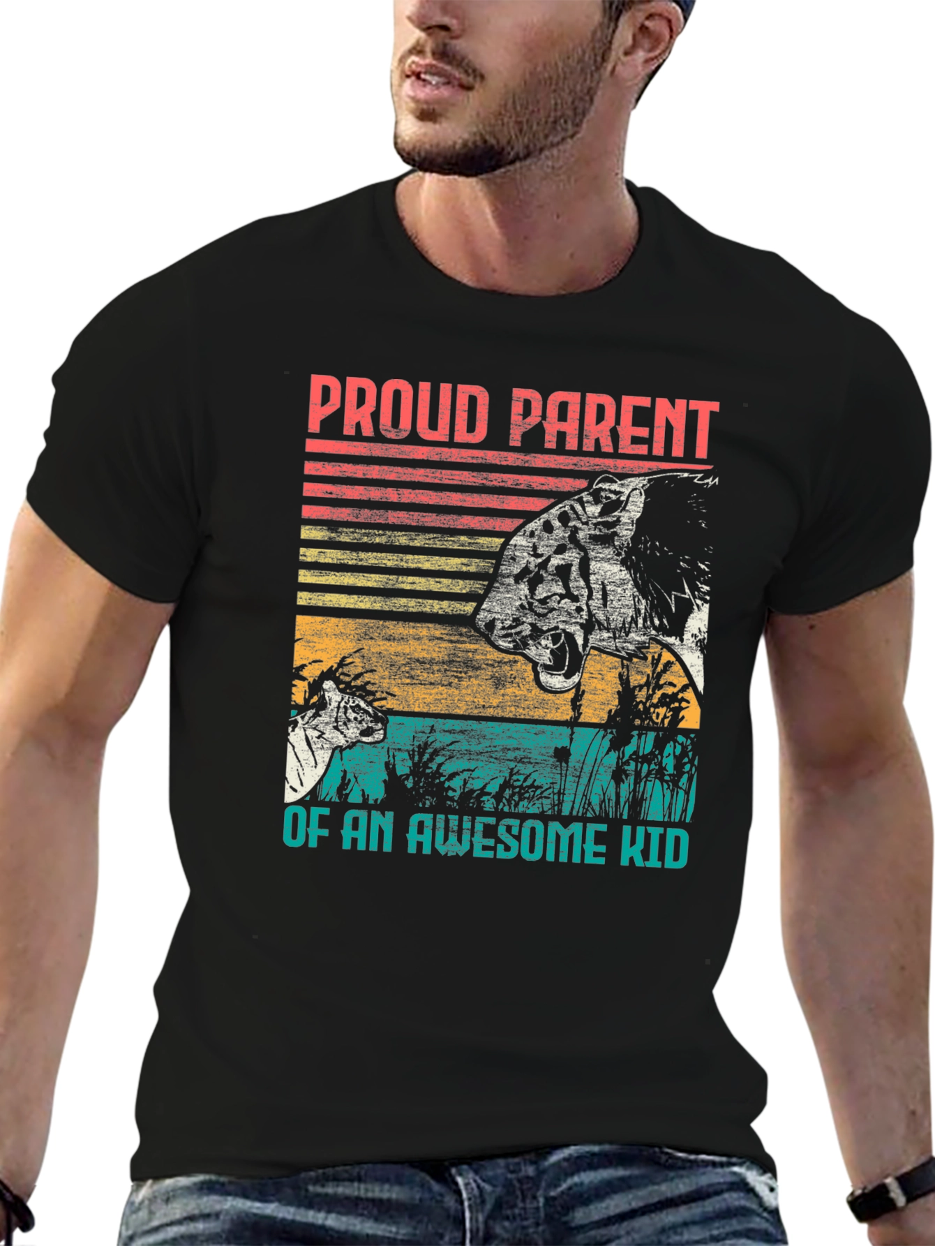 Proud Parent Awesome Kid Tiger Graphic T-Shirt