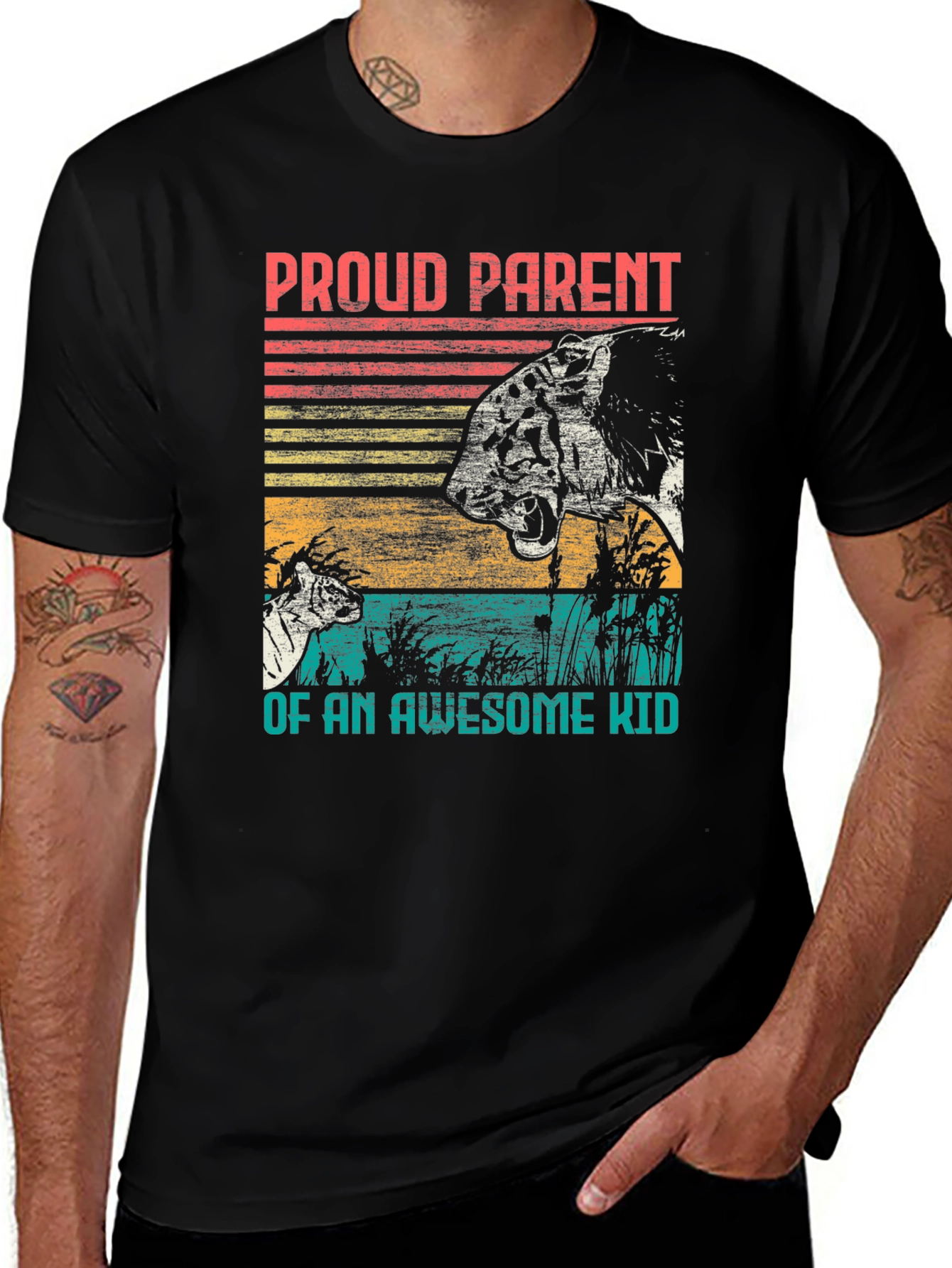 Proud Parent Awesome Kid Tiger Graphic T-Shirt