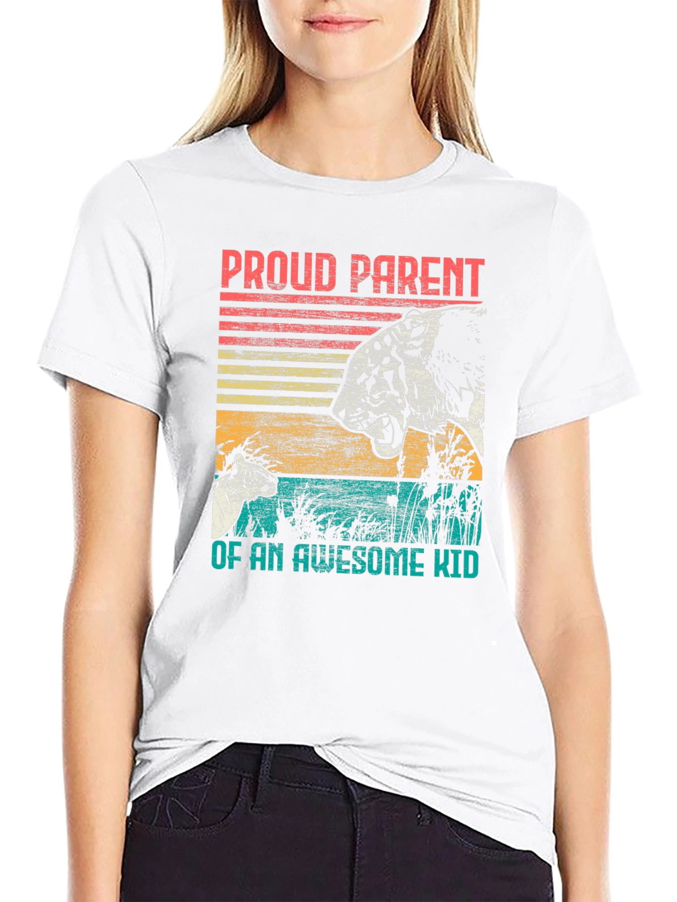 Proud Parent Awesome Kid Tiger Graphic T-Shirt