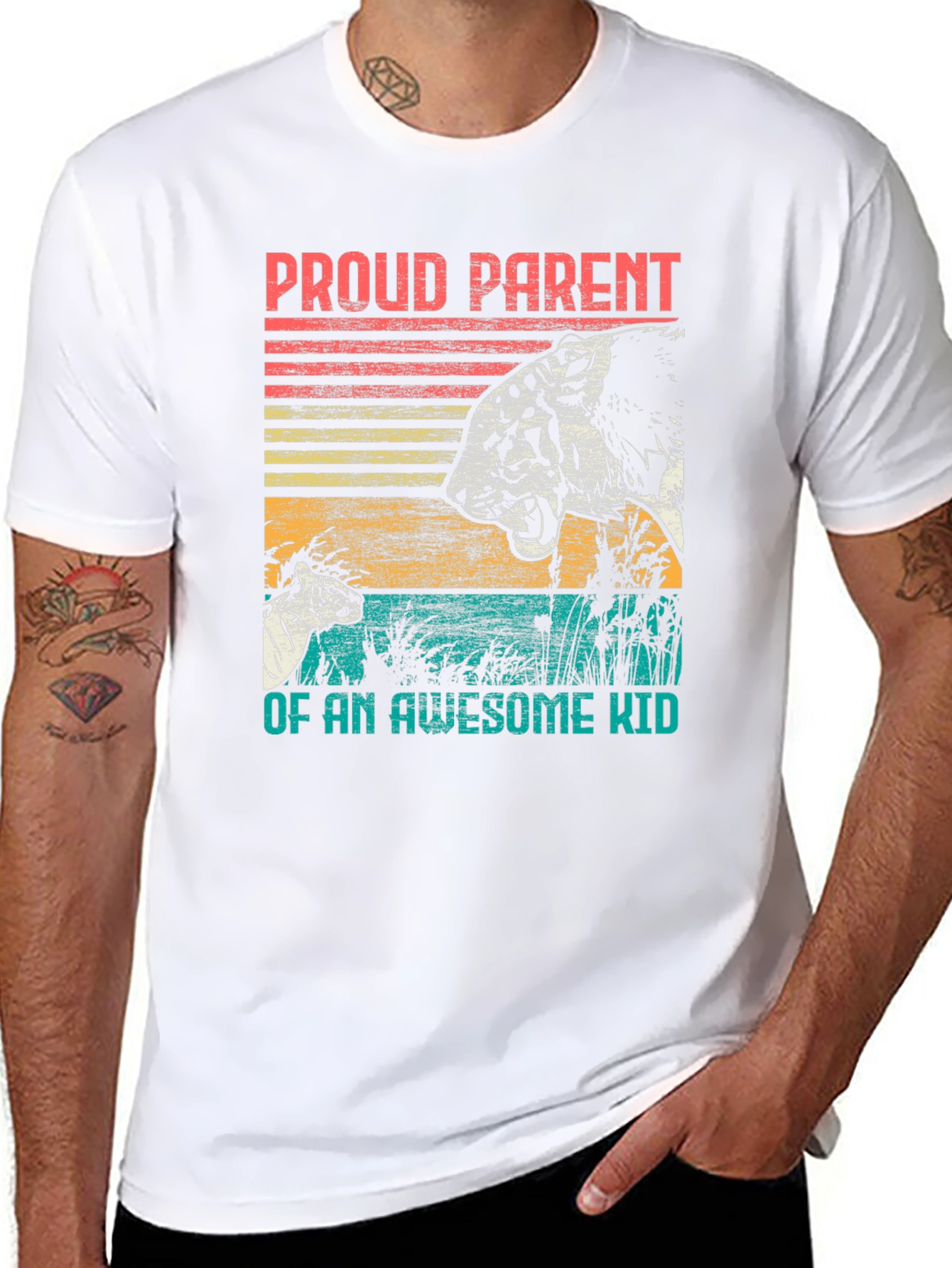 Proud Parent Awesome Kid Tiger Graphic T-Shirt