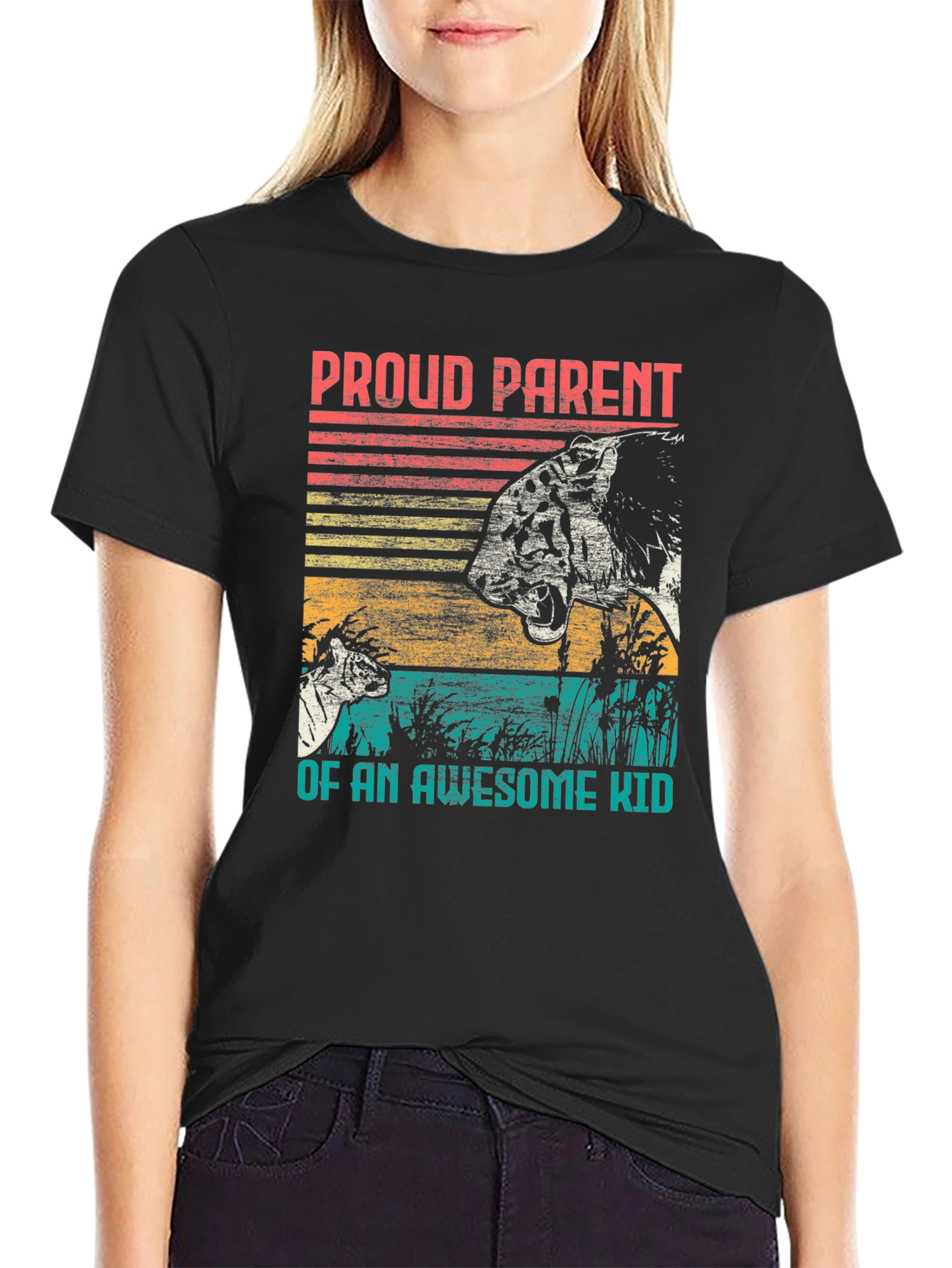Proud Parent Awesome Kid Tiger Graphic T-Shirt