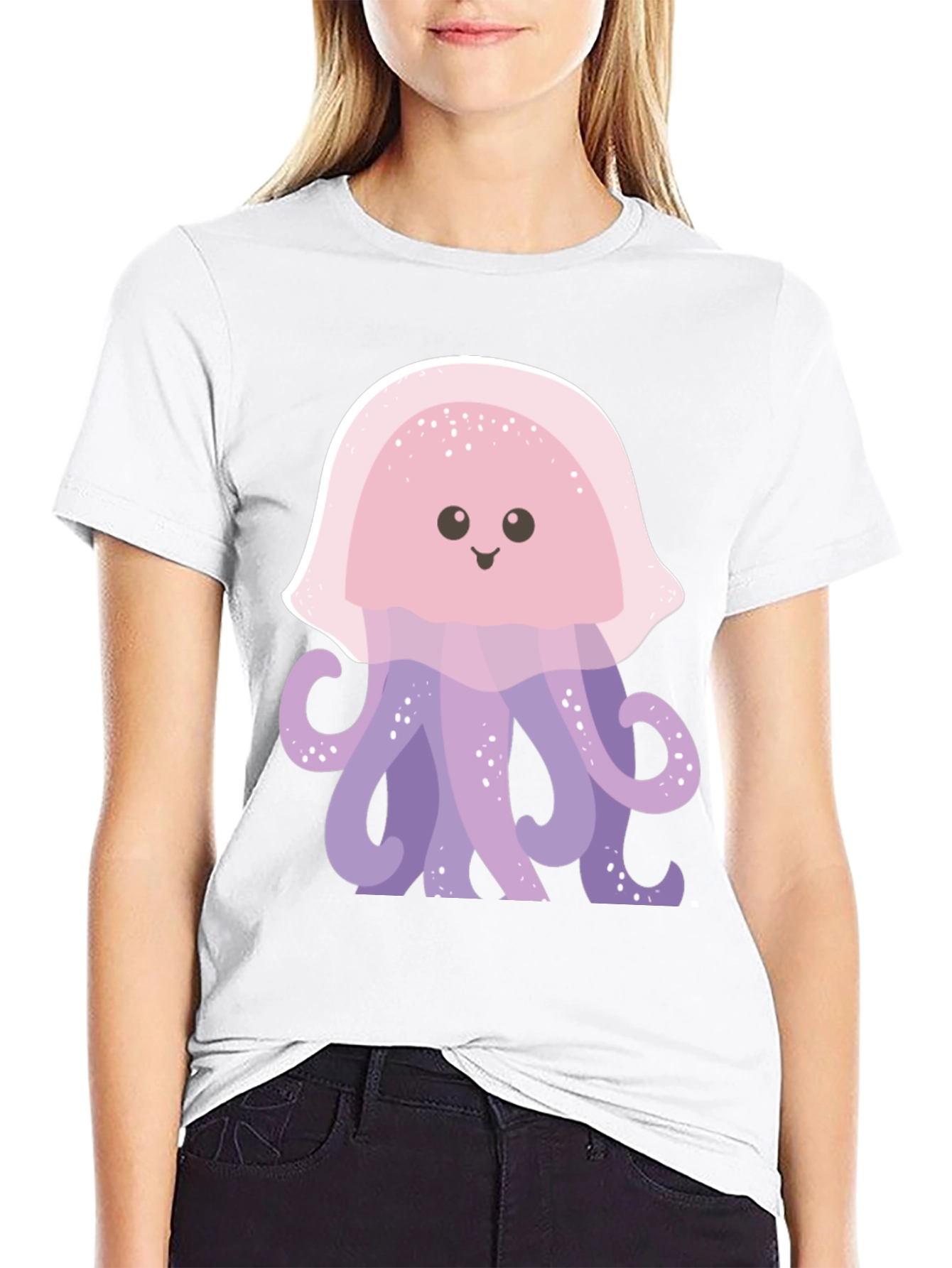 Cute Jellyfish Graphic Tee - Soft Black Cotton Shirt