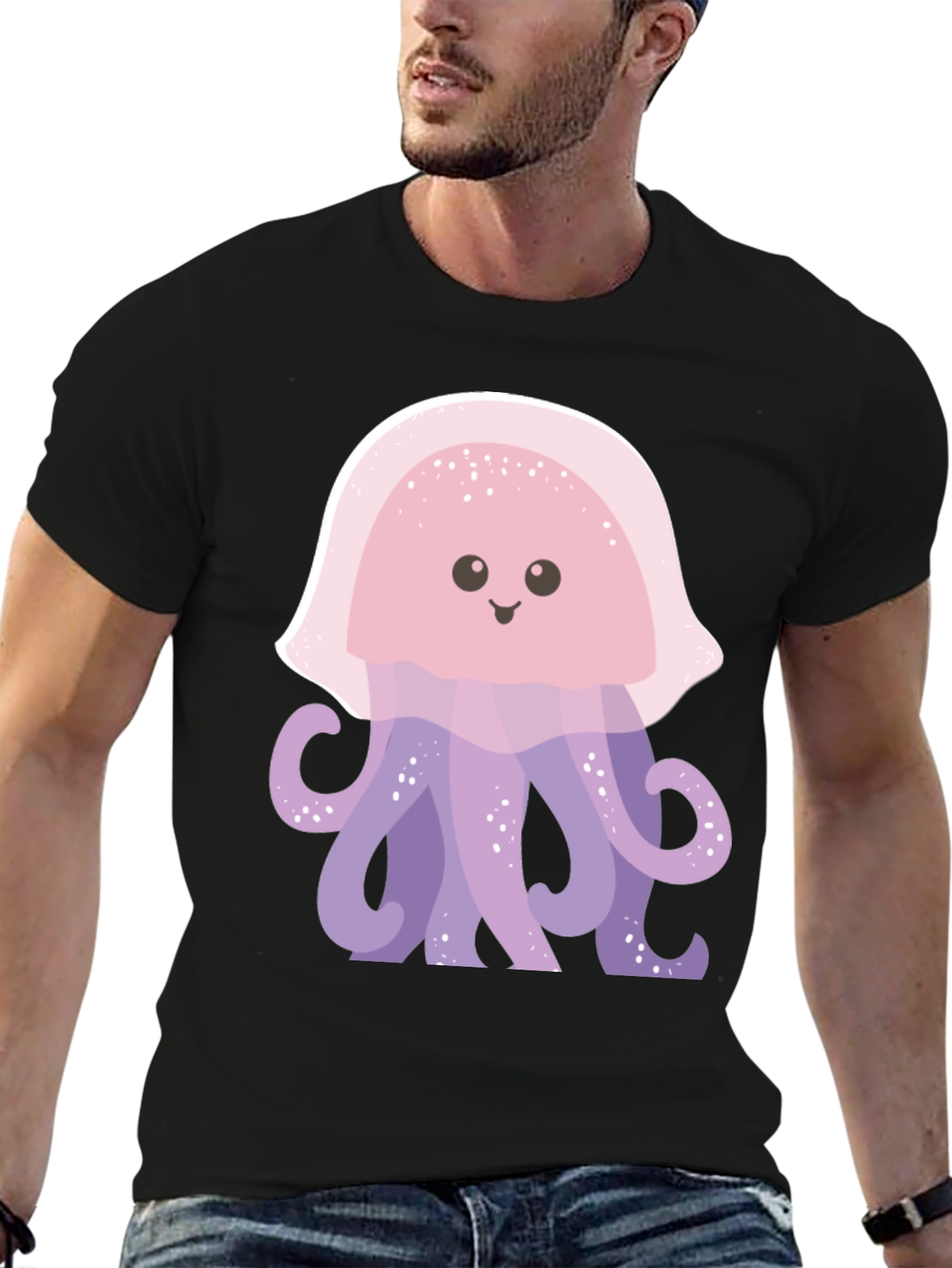 Cute Jellyfish Graphic Tee - Soft Black Cotton Shirt