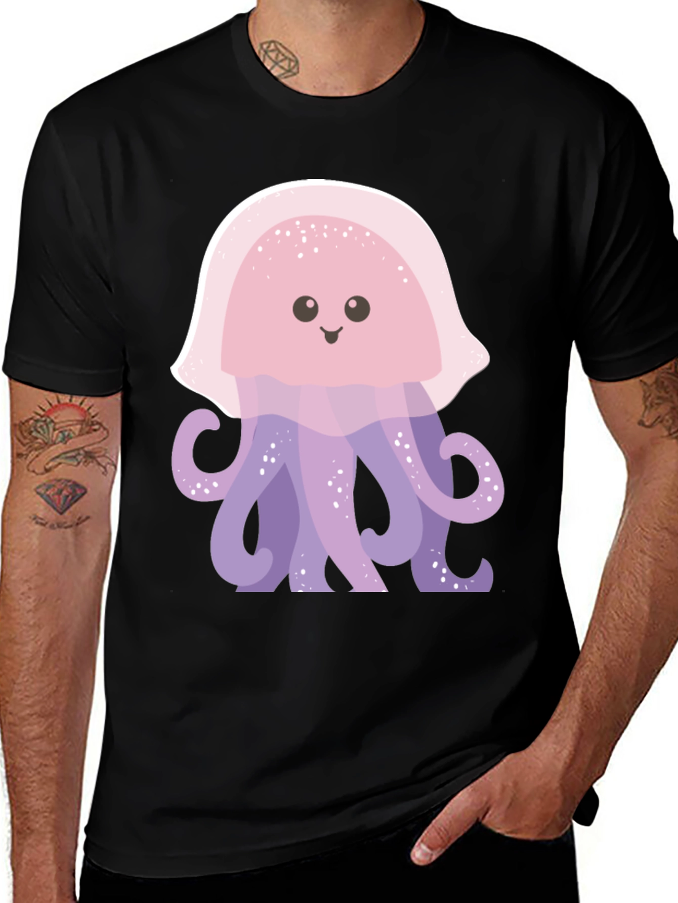 Cute Jellyfish Graphic Tee - Soft Black Cotton Shirt