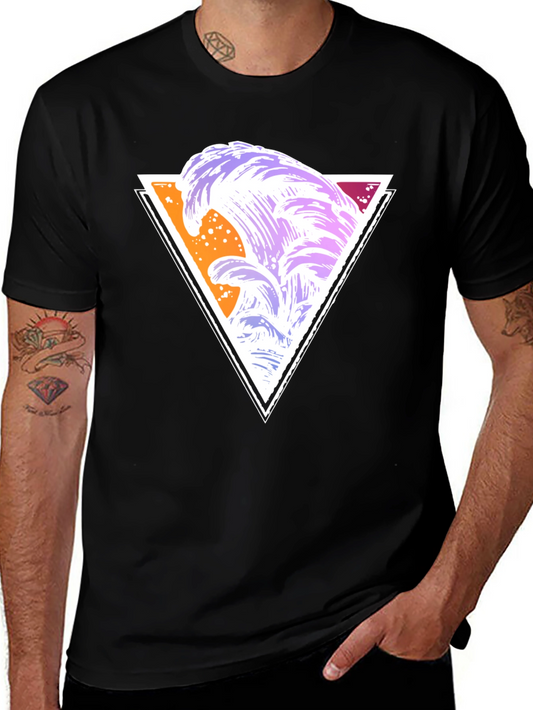 Abstract Wave Triangle Graphic Tee