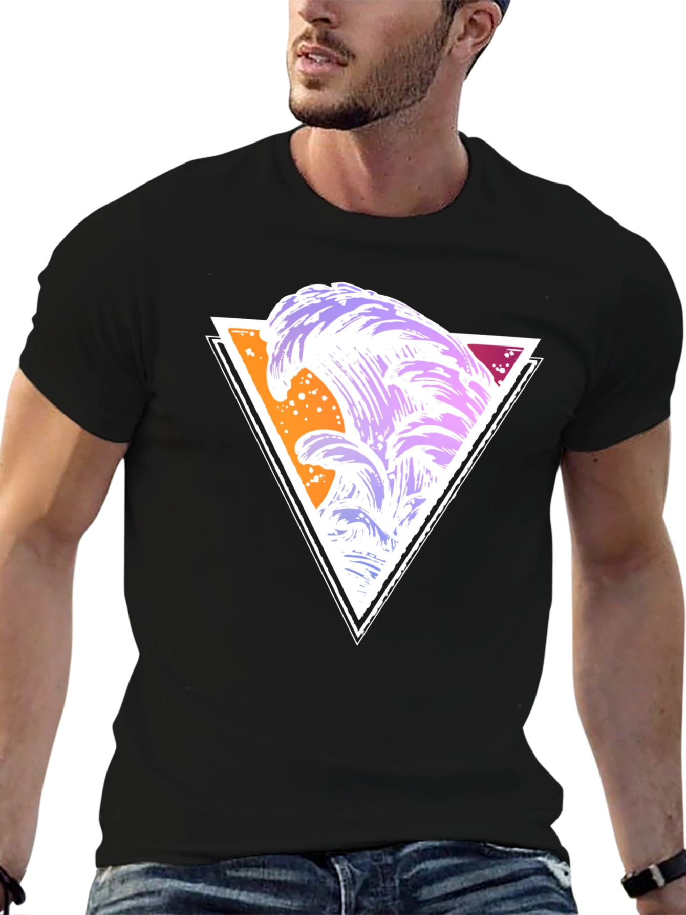 Abstract Wave Triangle Graphic Tee