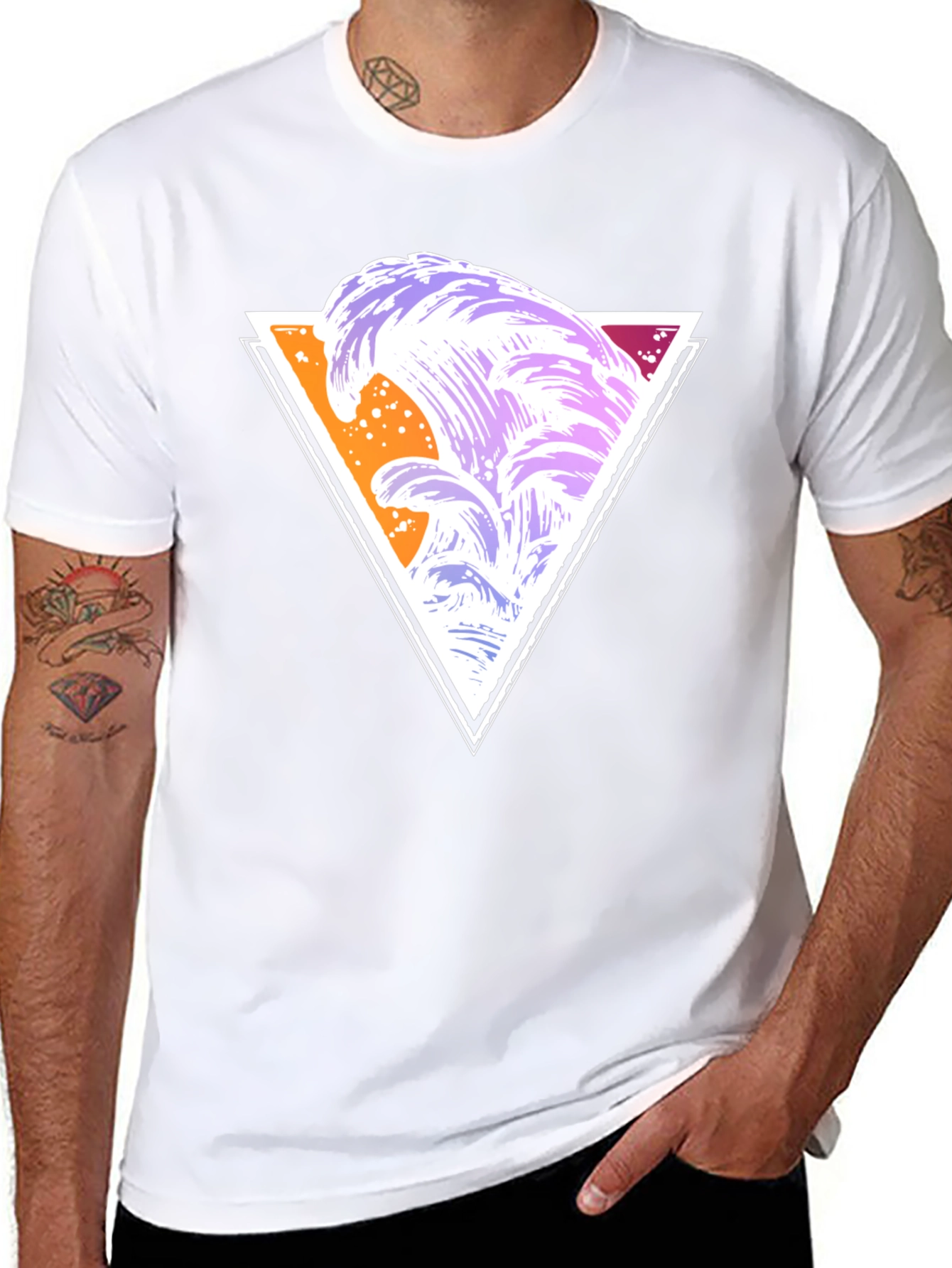 Abstract Wave Triangle Graphic Tee