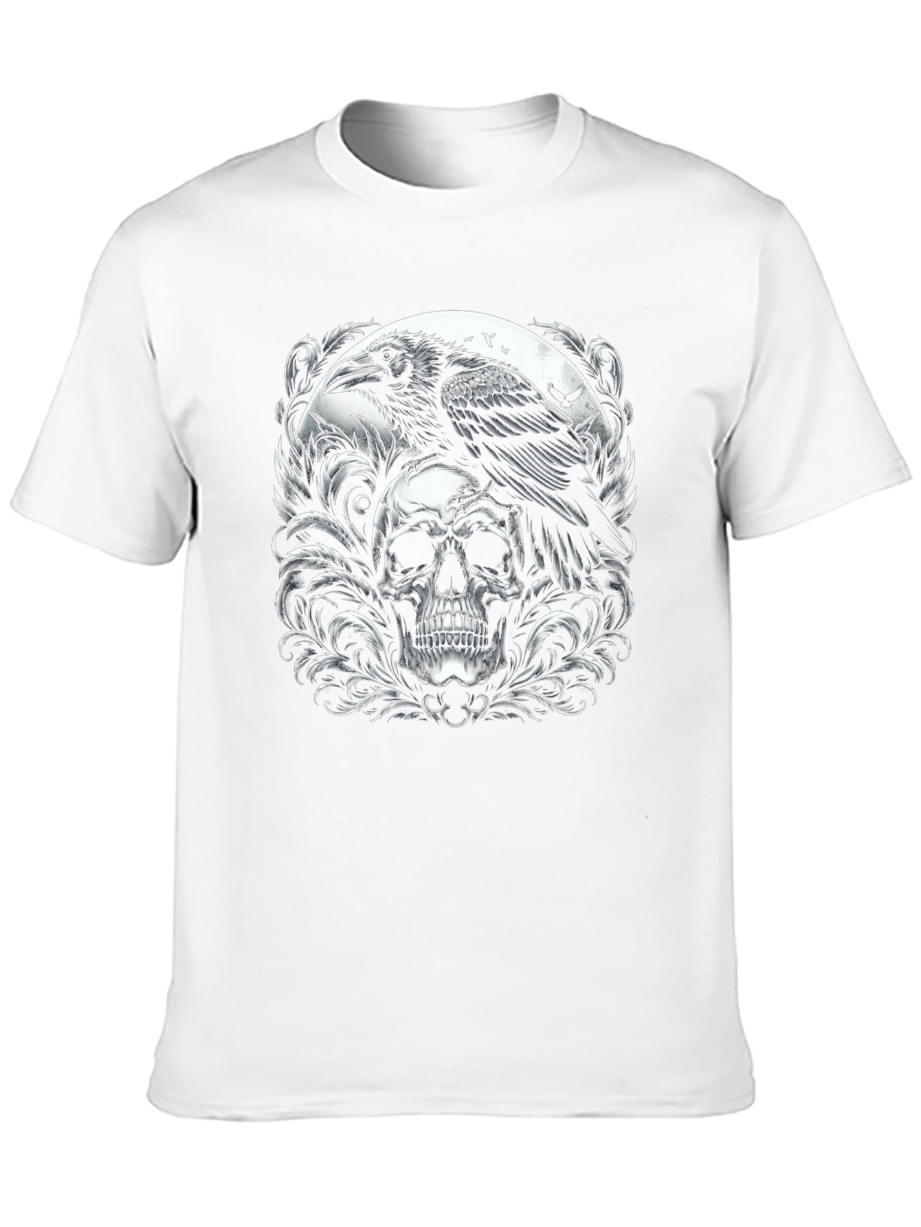 Raven Skull Graphic T-Shirt - Gothic Style