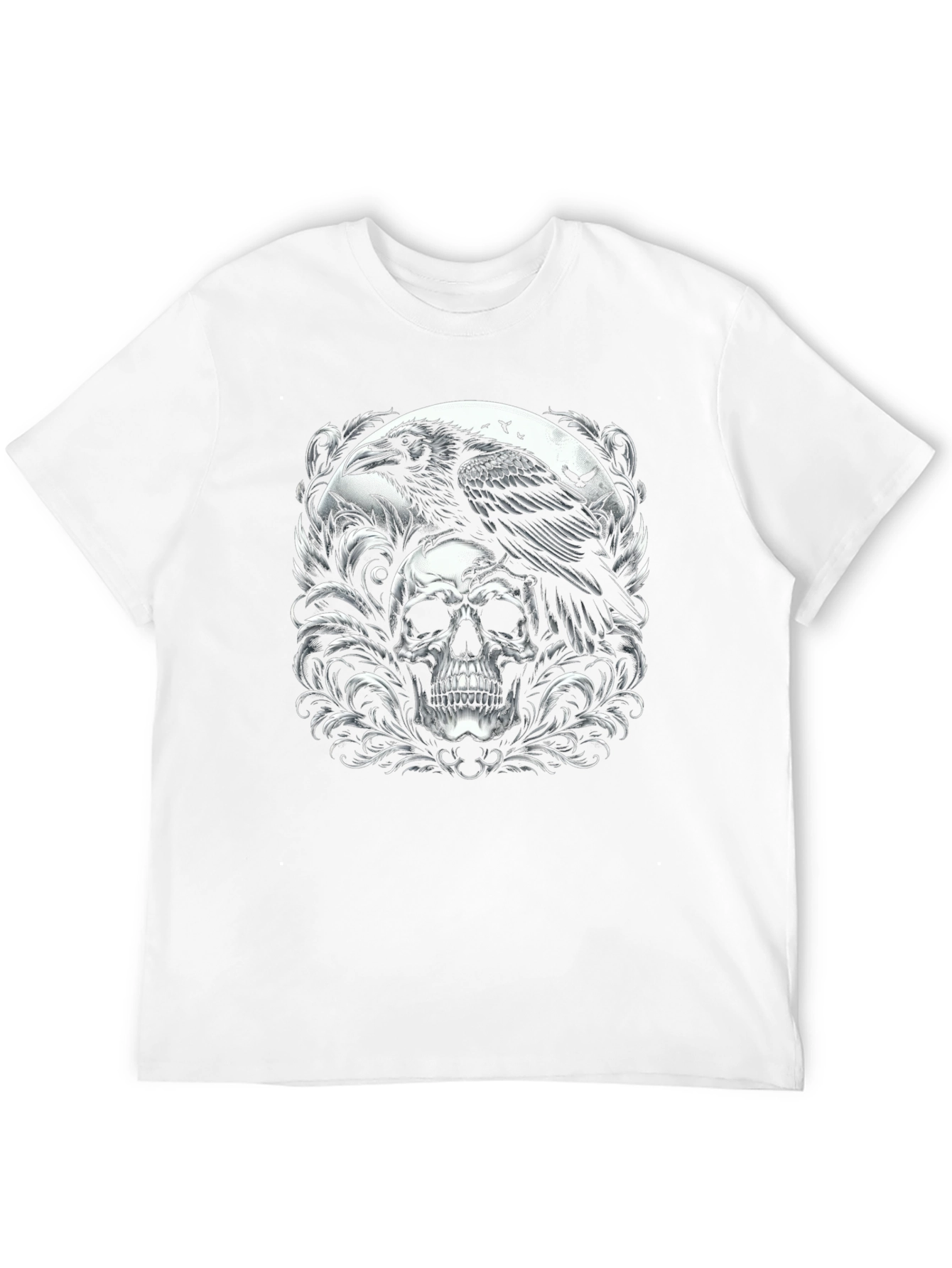 Raven Skull Graphic T-Shirt - Gothic Style