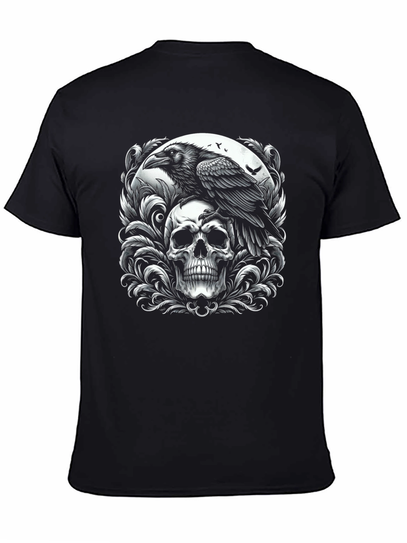 Raven Skull Graphic T-Shirt - Gothic Style