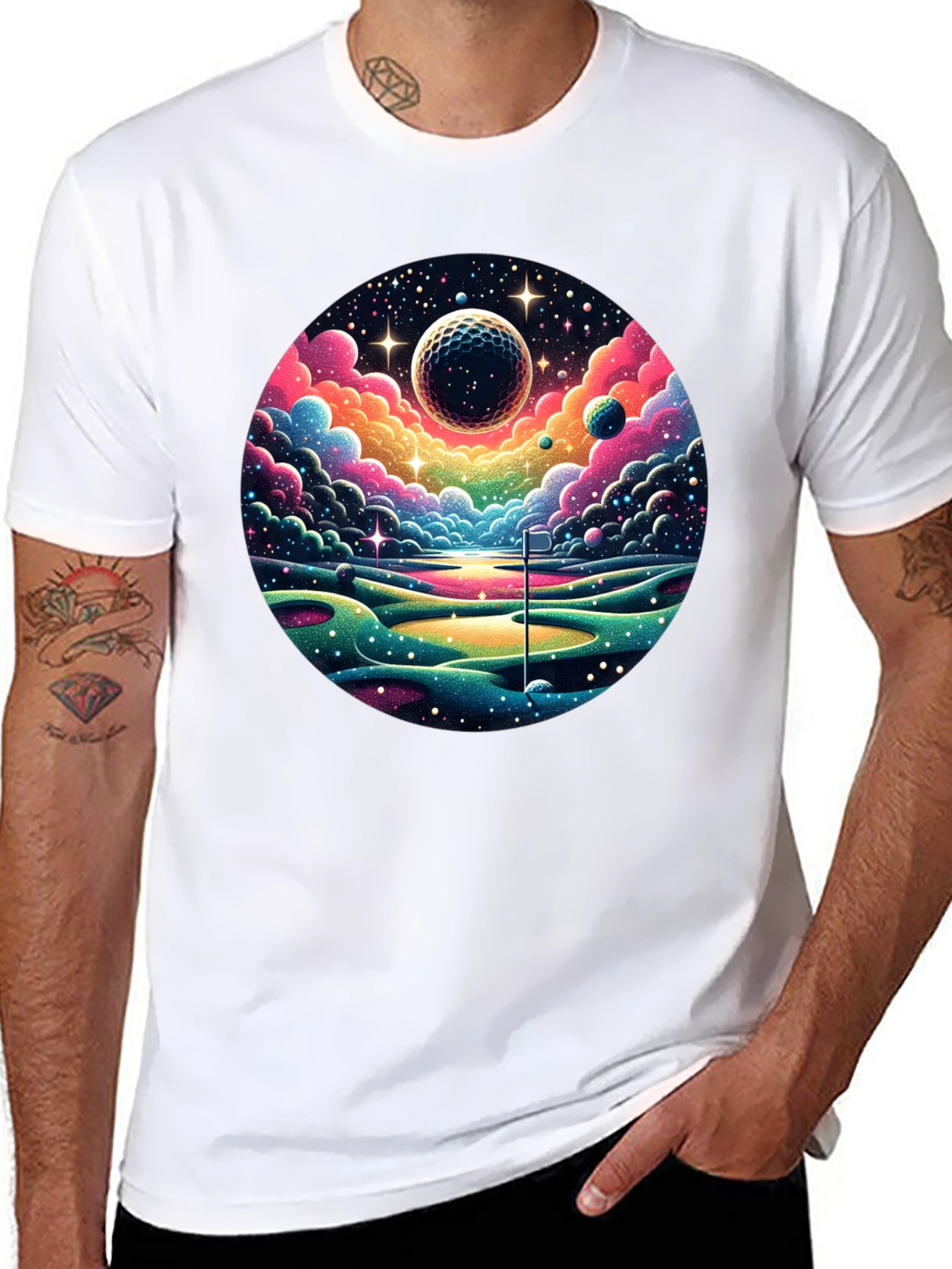 Cosmic Golf T-Shirt - Unique Space Design