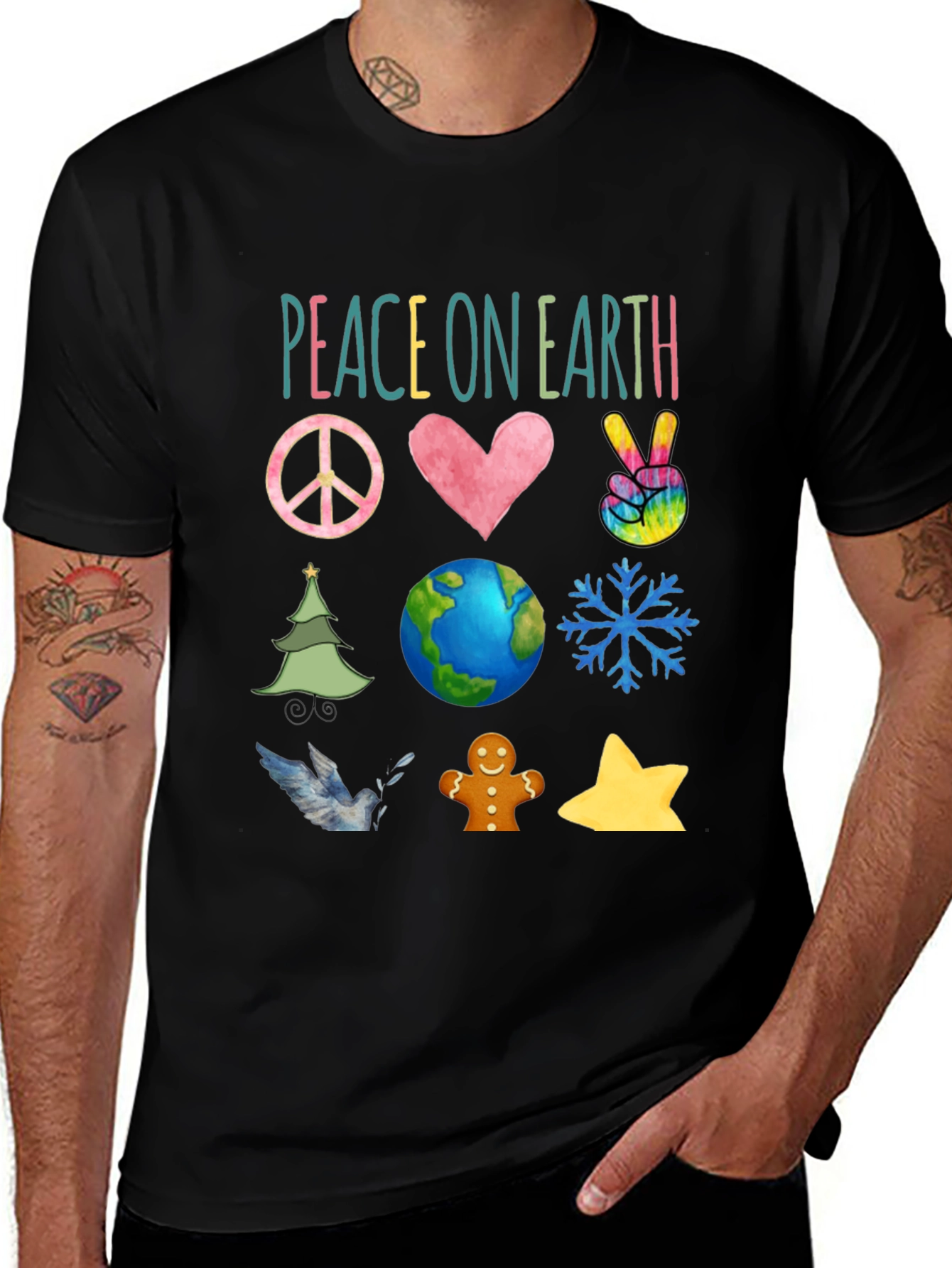 Peace on Earth Graphic Tee - Holiday Season Shirt