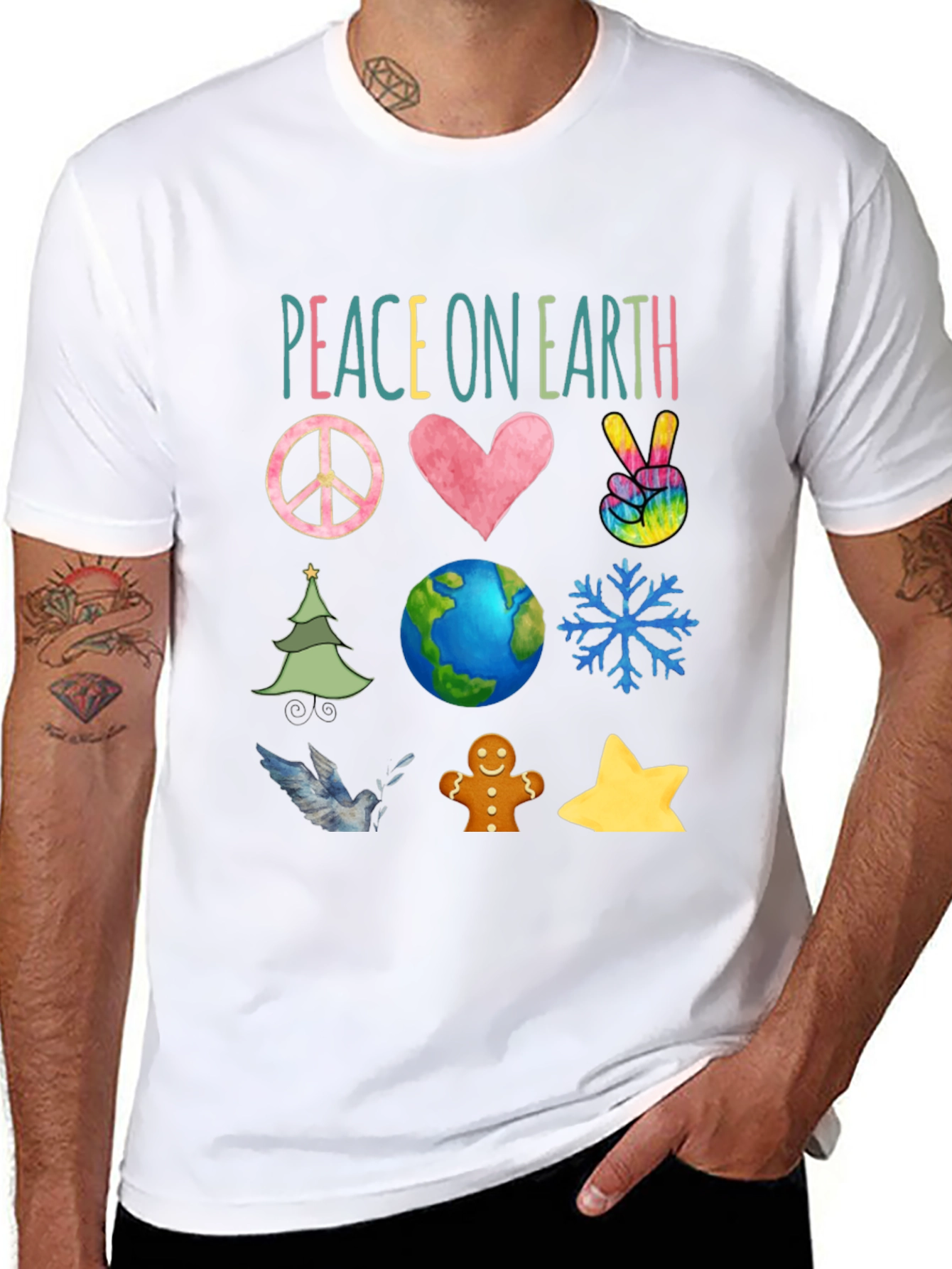 Peace on Earth Graphic Tee - Holiday Season Shirt