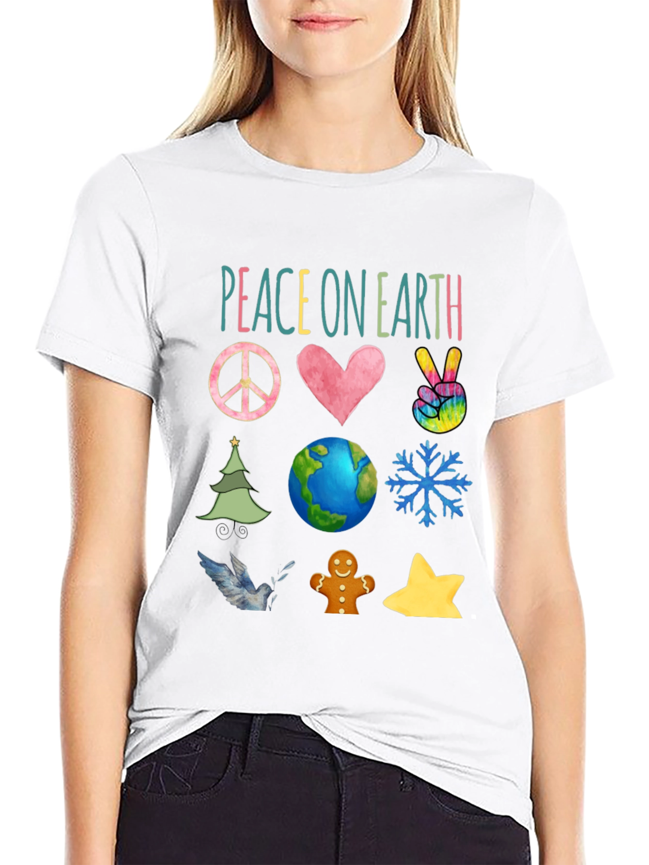 Peace on Earth Graphic Tee - Holiday Season Shirt
