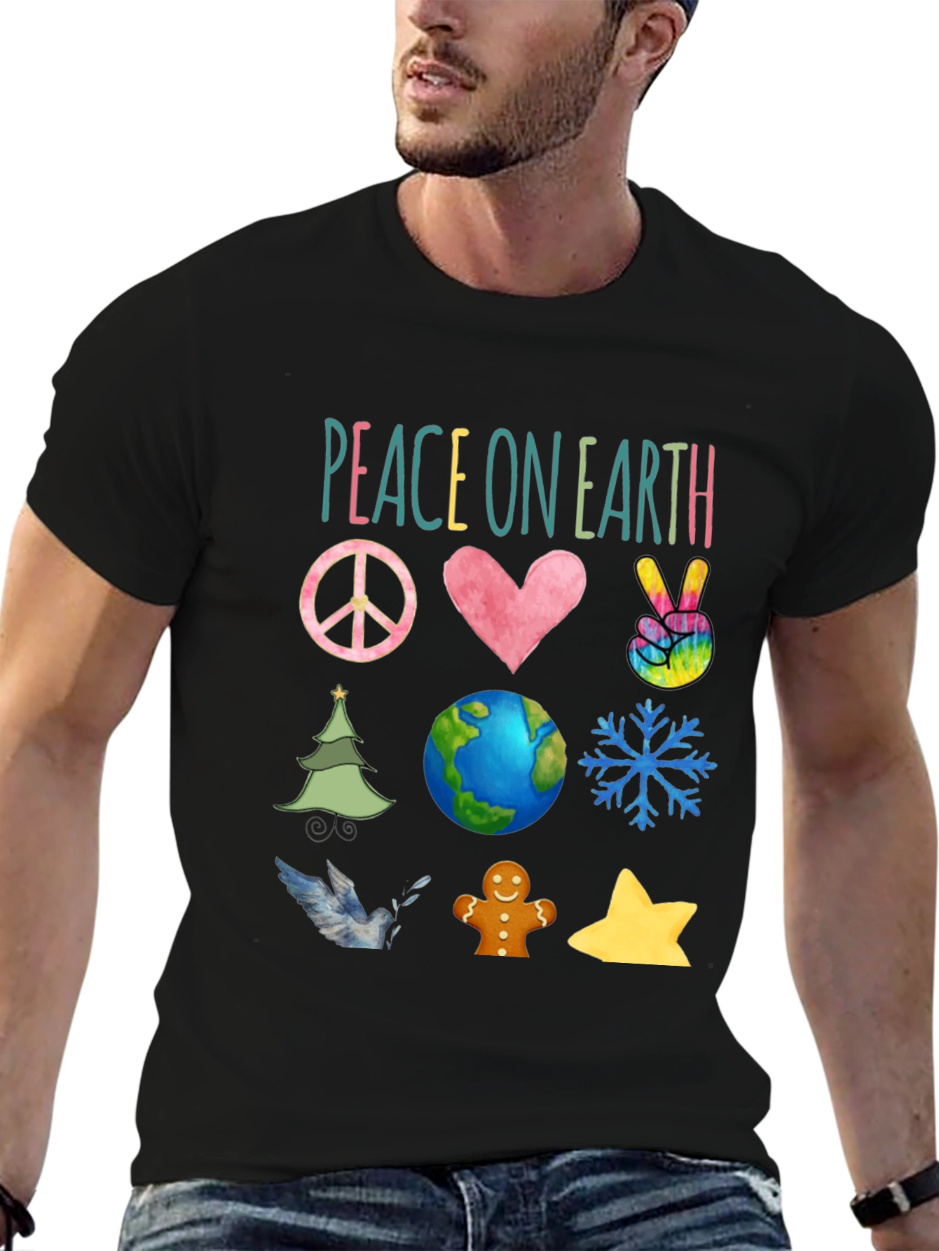 Peace on Earth Graphic Tee - Holiday Season Shirt