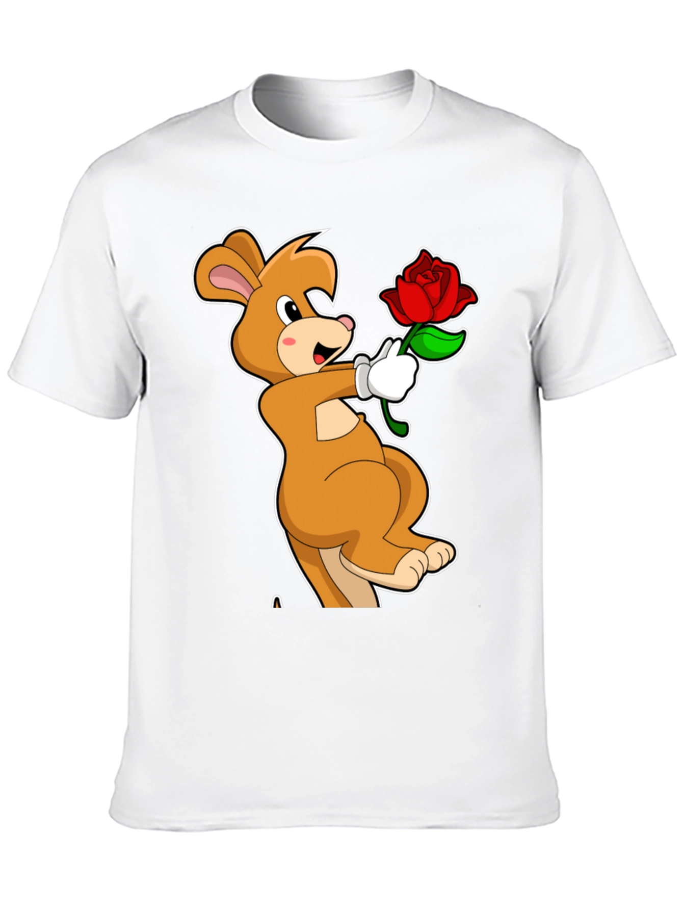 Cartoon Kangaroo Rose Graphic T-Shirt