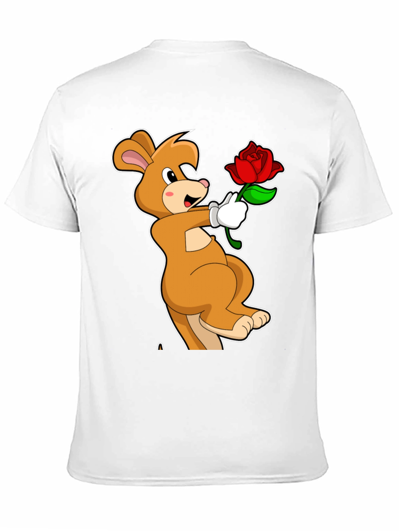 Cartoon Kangaroo Rose Graphic T-Shirt