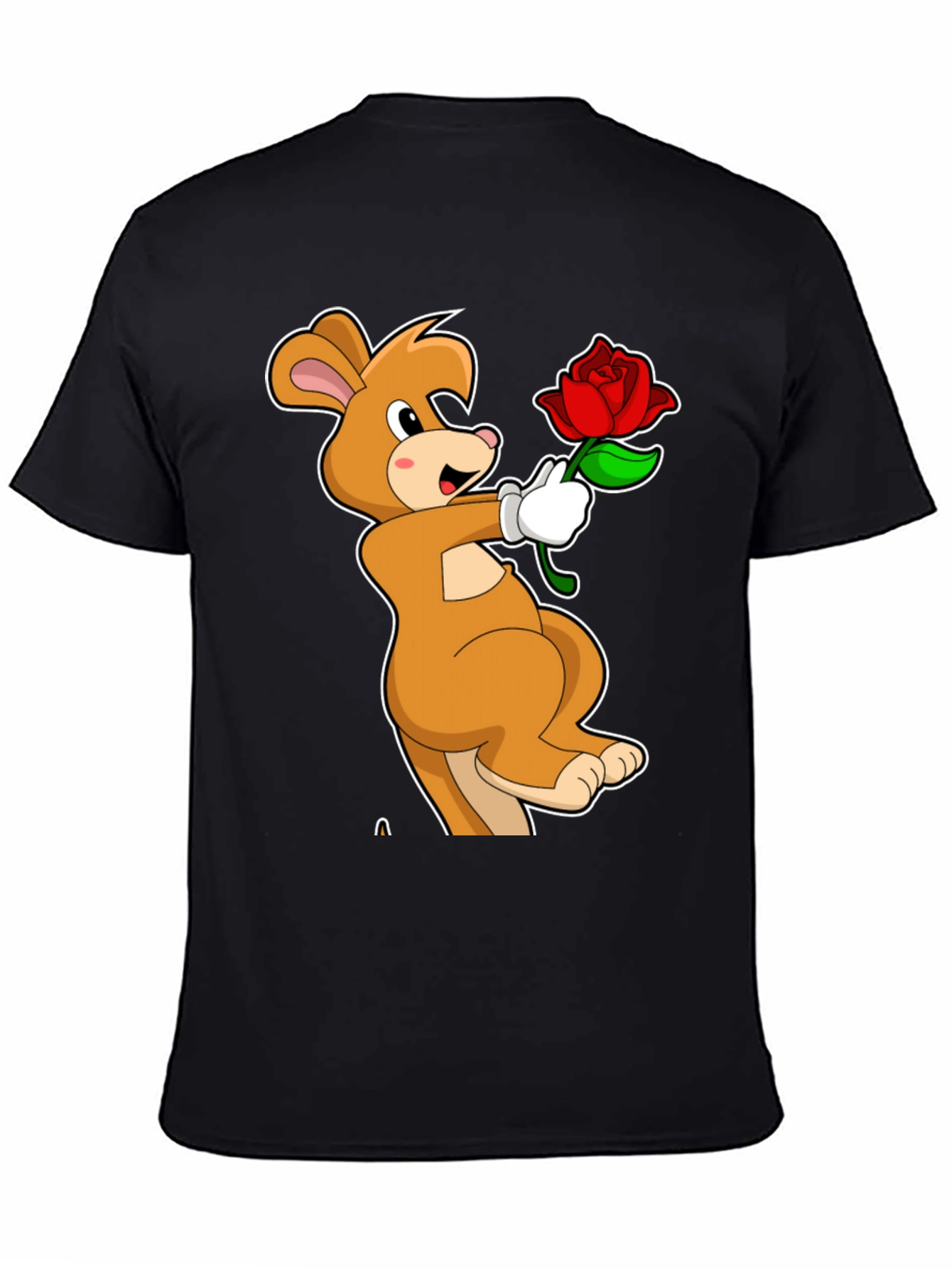Cartoon Kangaroo Rose Graphic T-Shirt