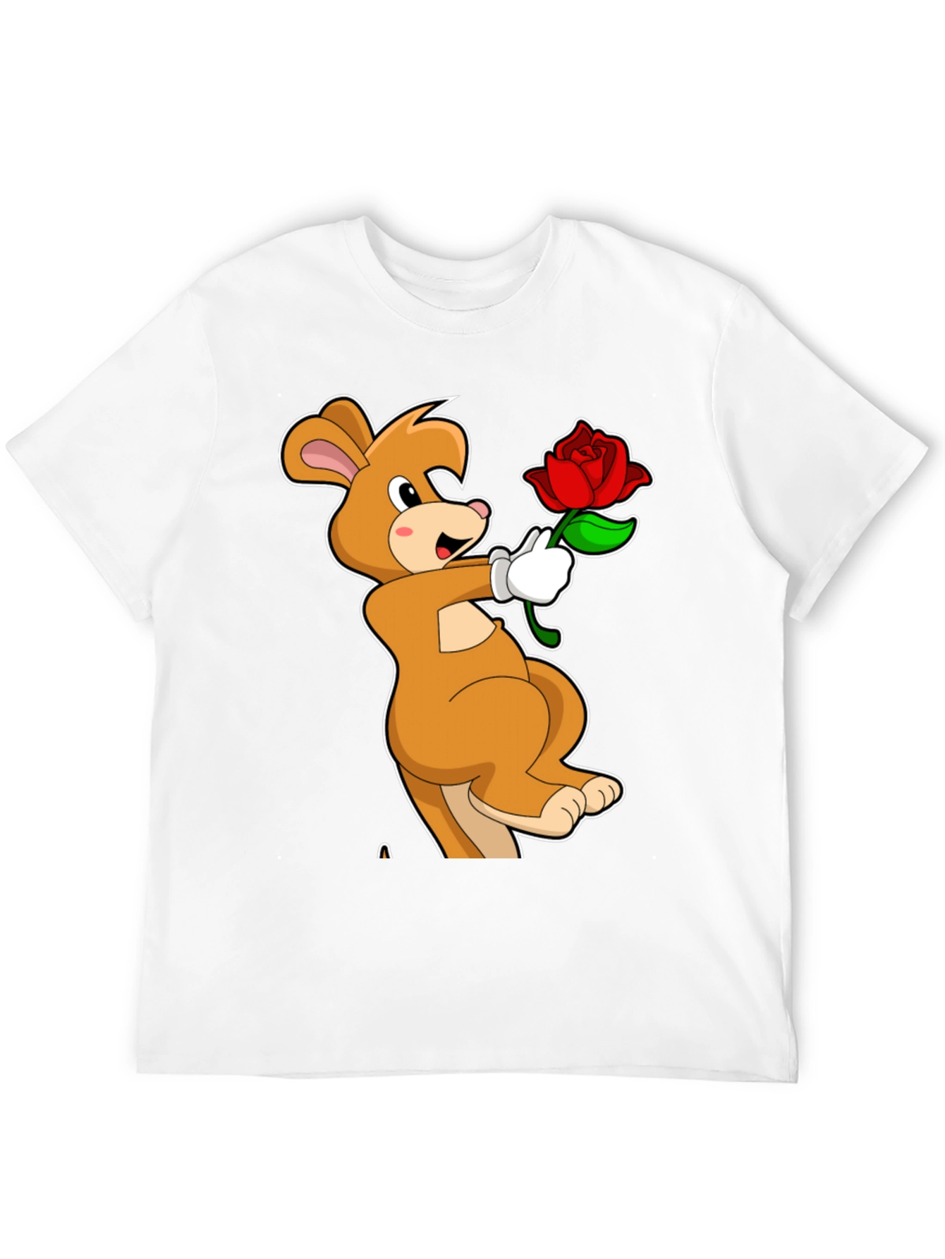 Cartoon Kangaroo Rose Graphic T-Shirt