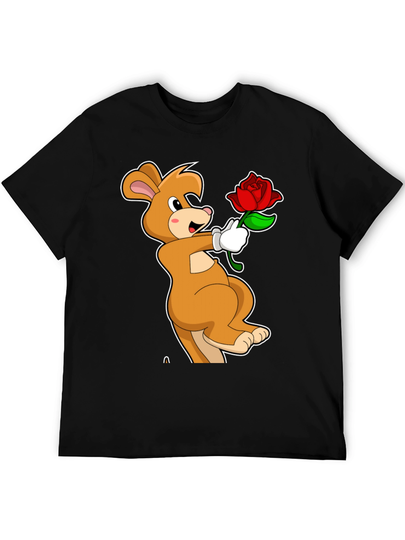 Cartoon Kangaroo Rose Graphic T-Shirt