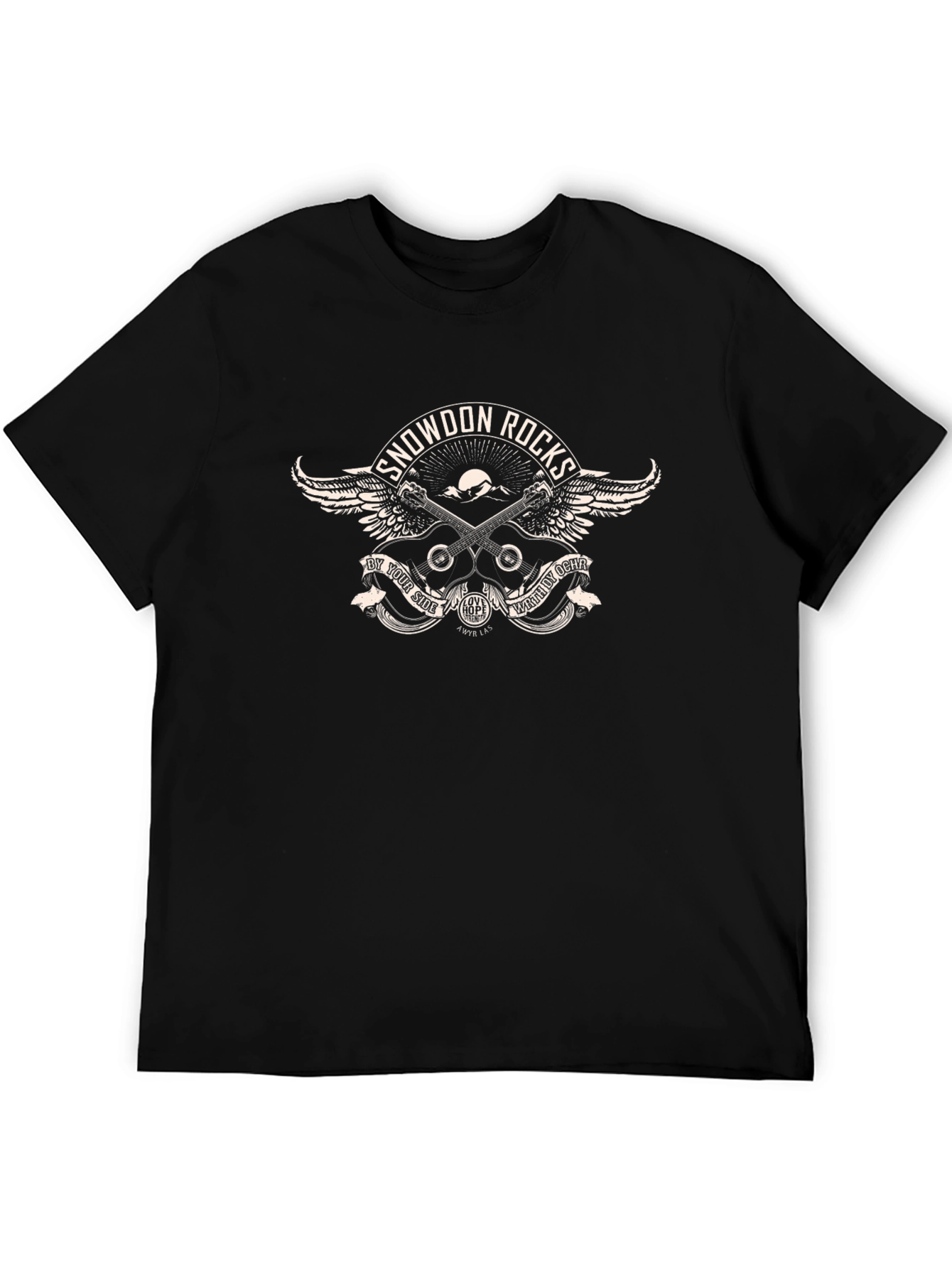 Snowdon Rocks Graphic Print Black T-Shirt