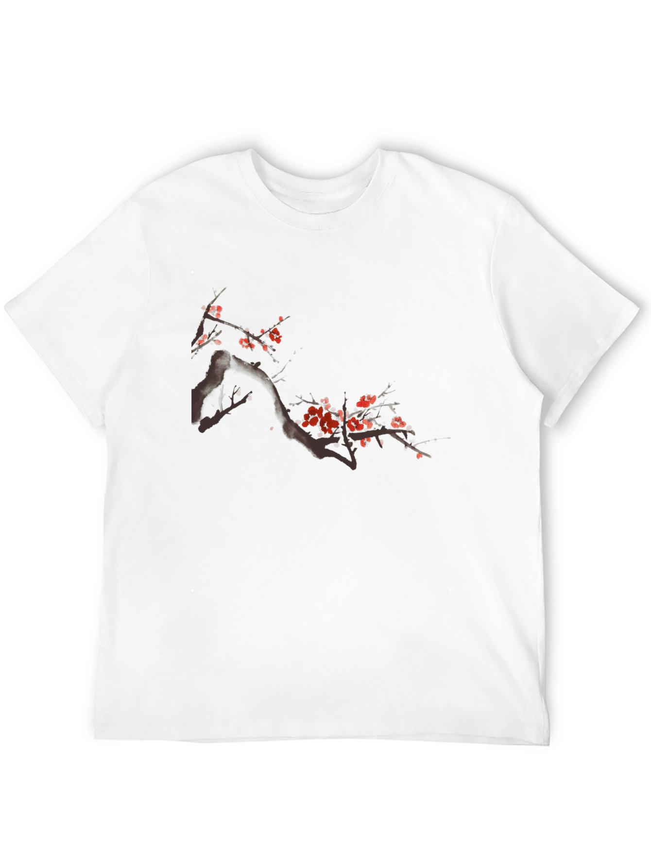 Black T-Shirt with Floral Cherry Blossom Design