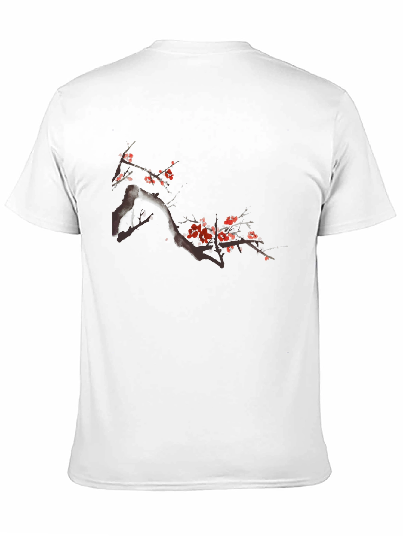 Black T-Shirt with Floral Cherry Blossom Design