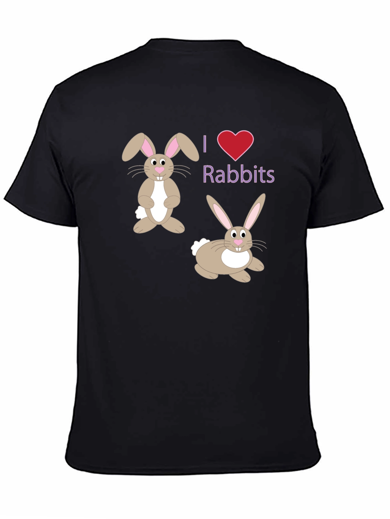 I Love Rabbits Black T-Shirt