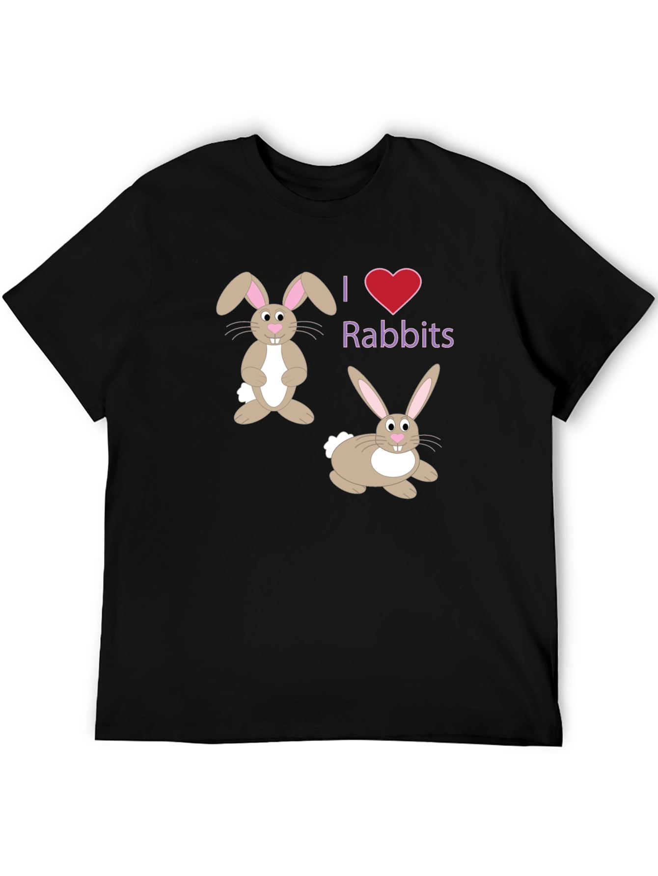 I Love Rabbits Black T-Shirt