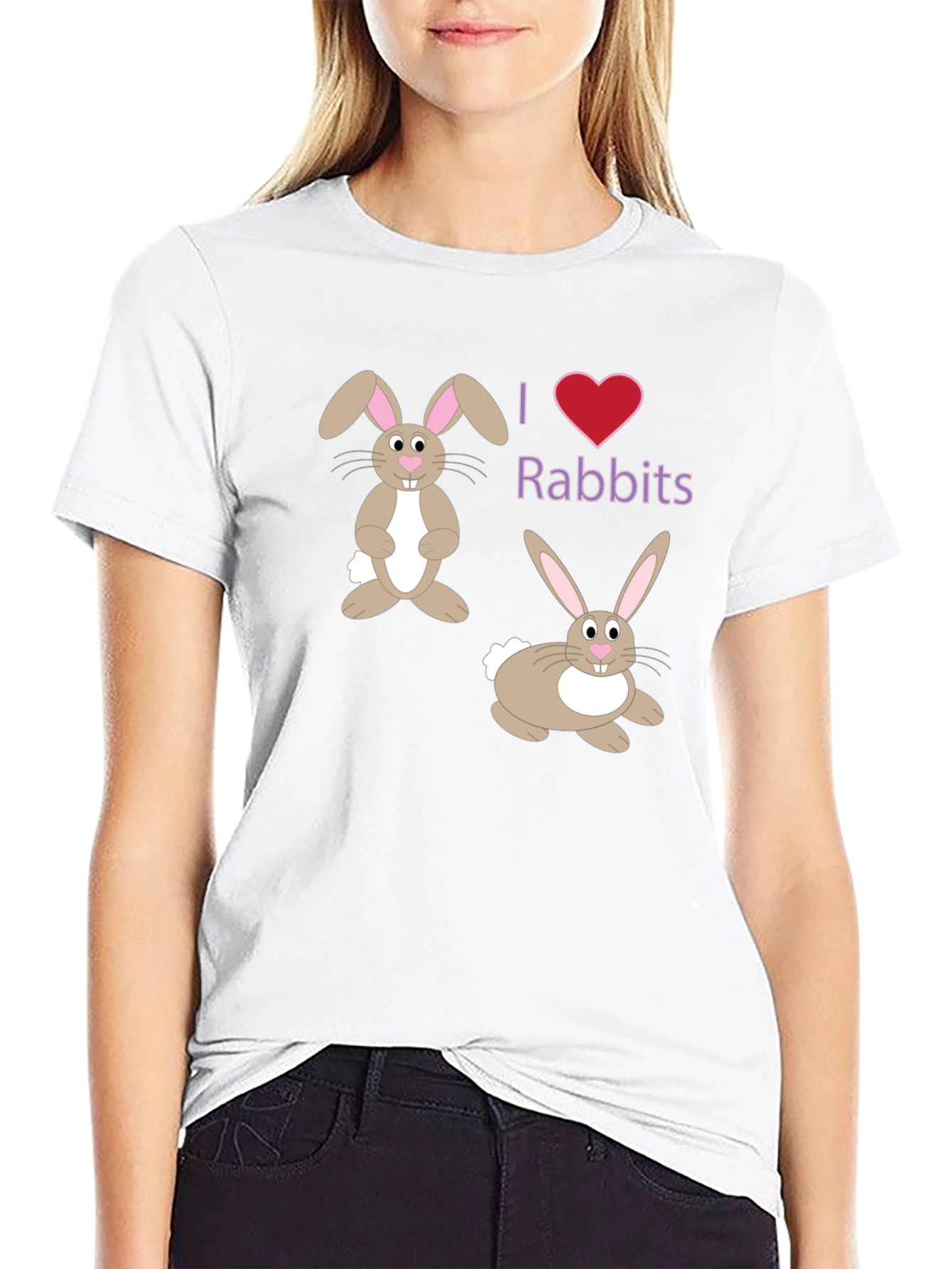 I Love Rabbits Black T-Shirt