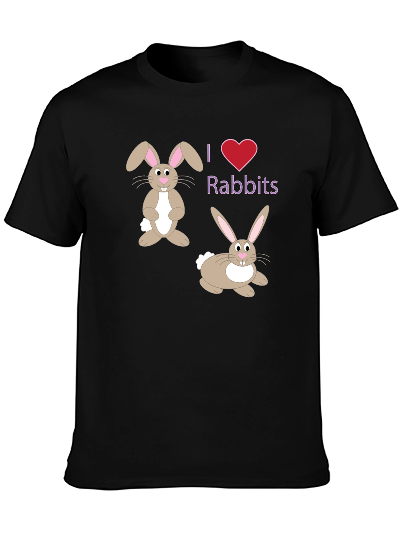 I Love Rabbits Black T-Shirt
