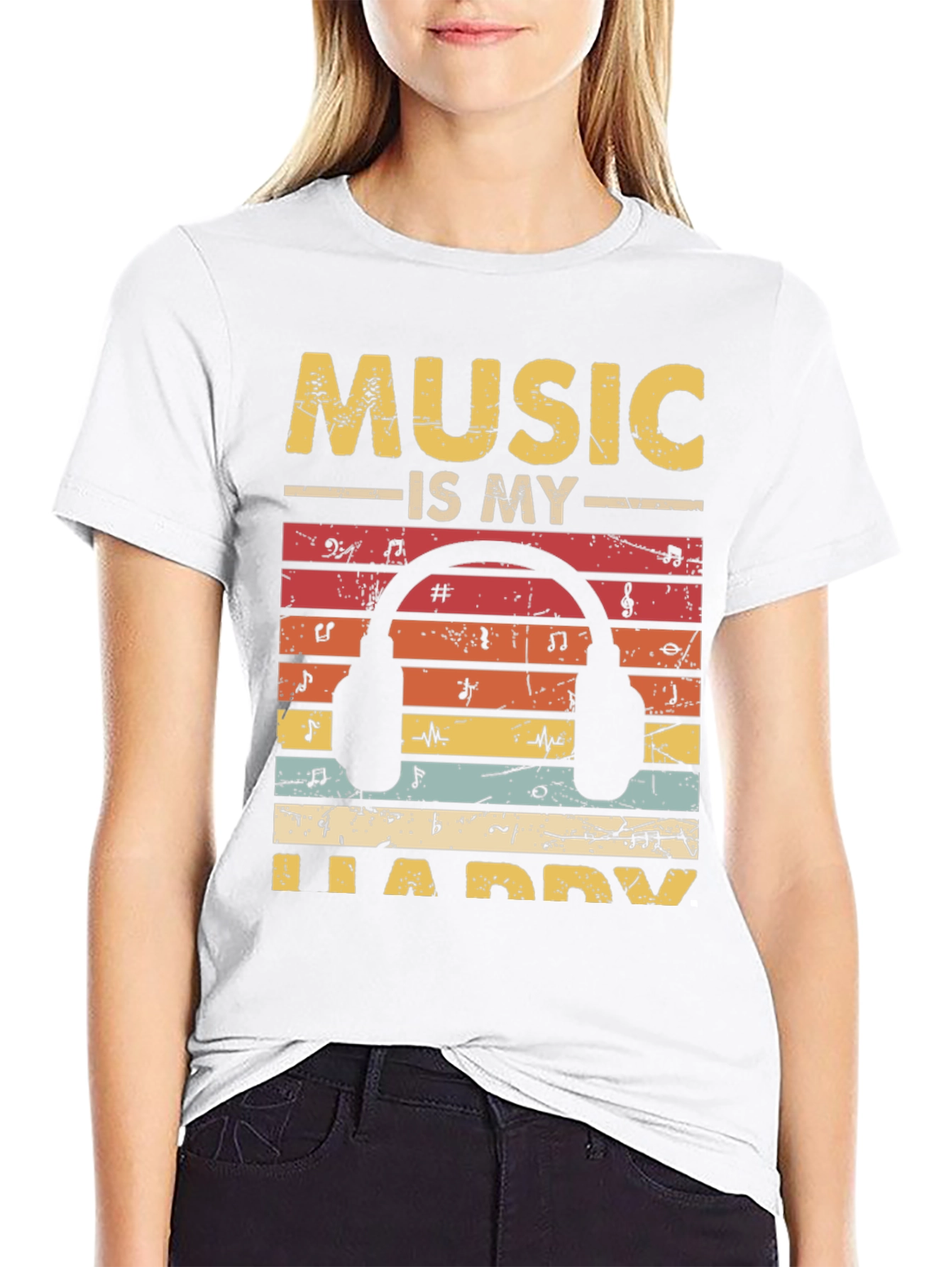 Music is My Happy Place Graphic T-Shirt