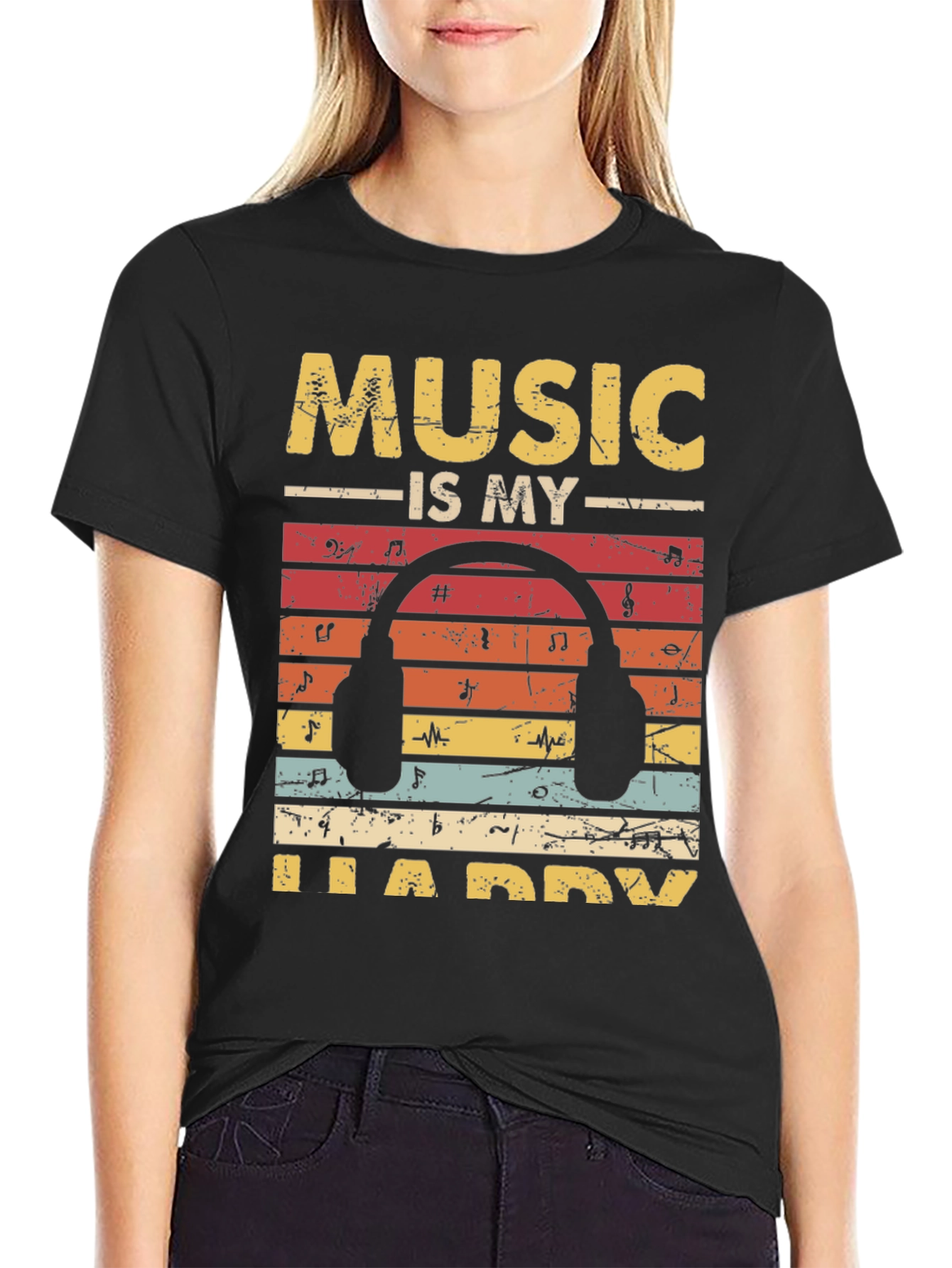 Music is My Happy Place Graphic T-Shirt