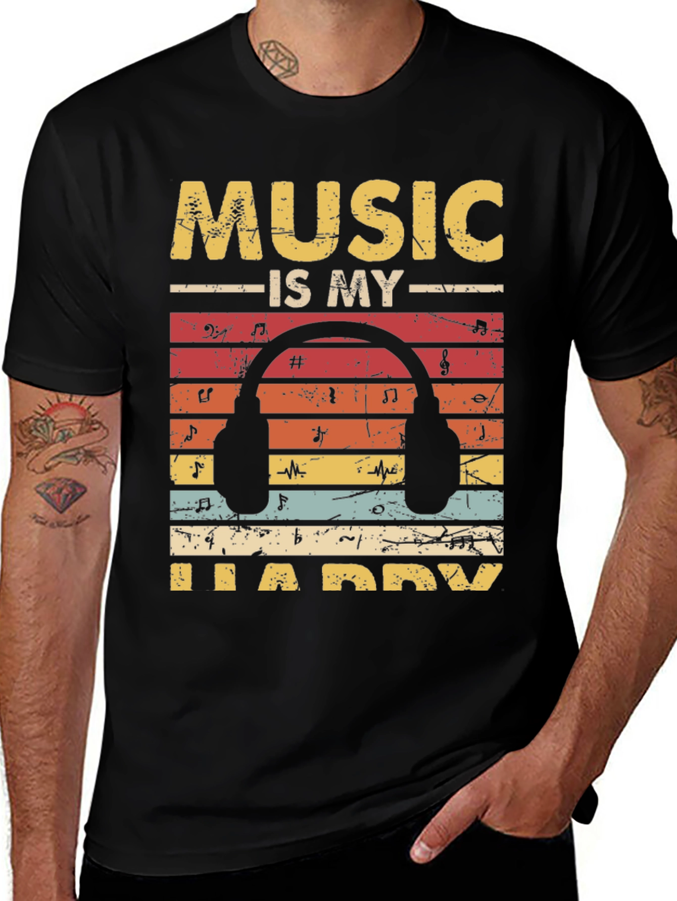 Music is My Happy Place Graphic T-Shirt