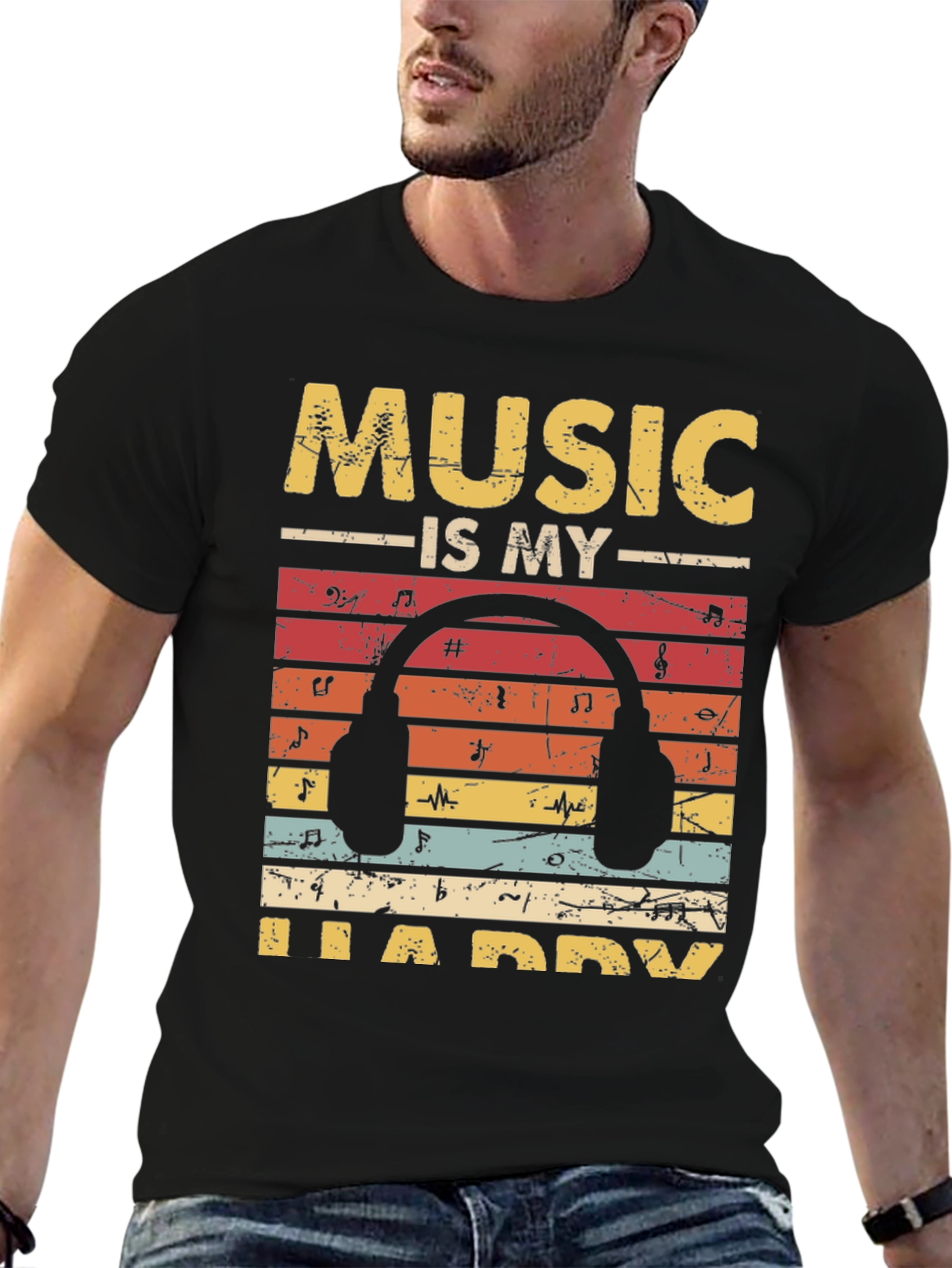 Music is My Happy Place Graphic T-Shirt