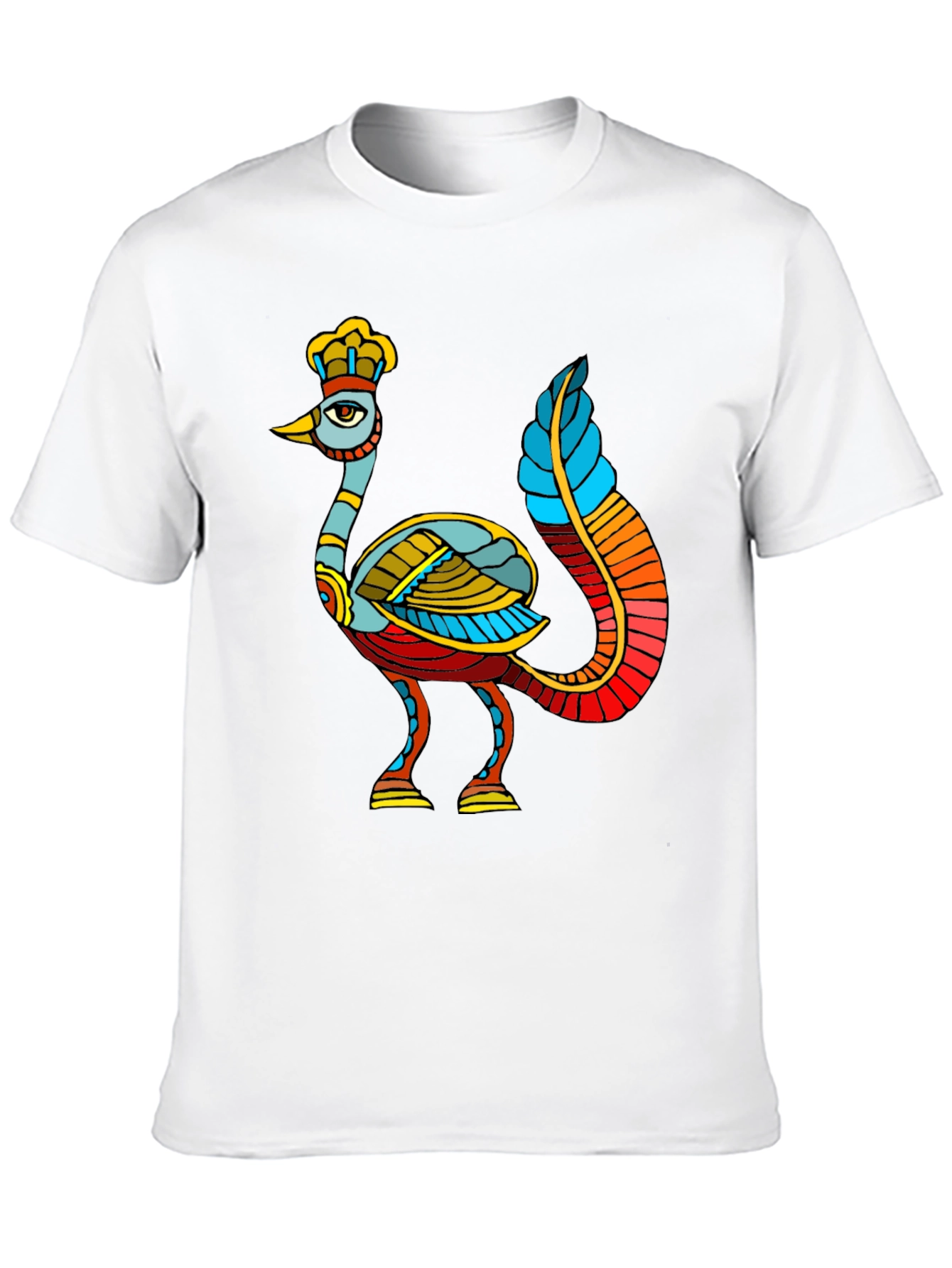 Unique Bird Design Black T-Shirt